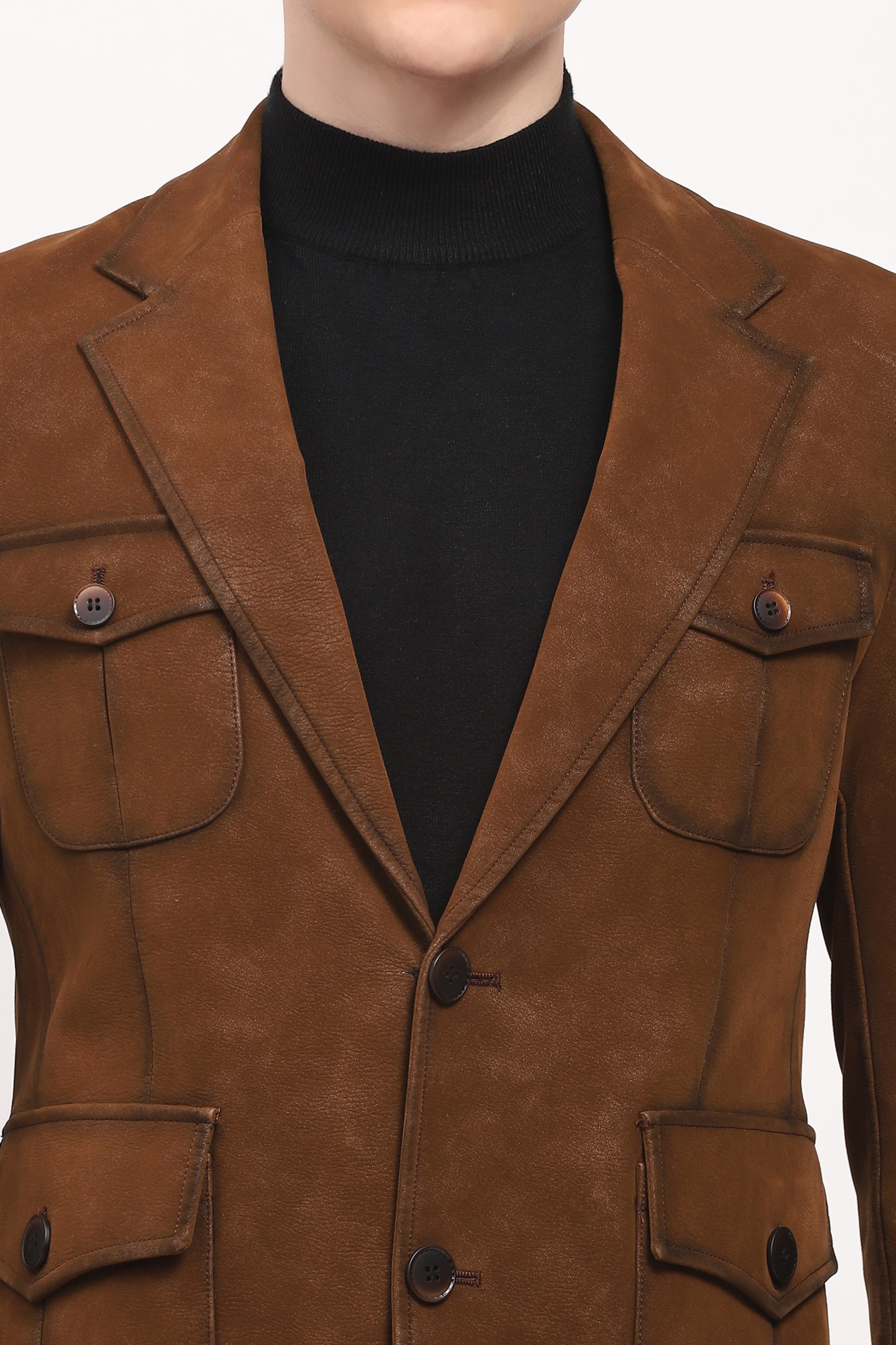 Classic Brown Leather Coat
