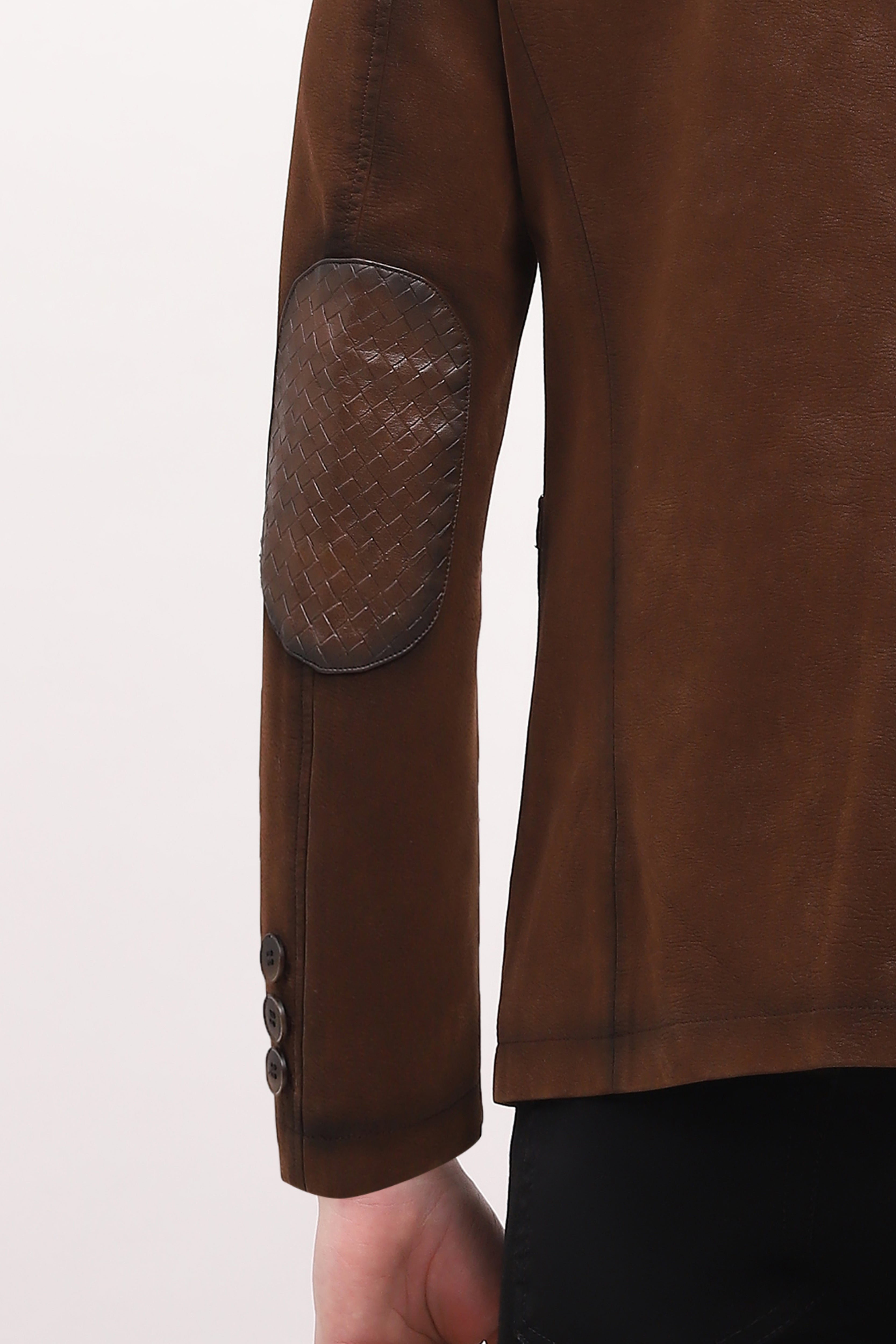 Brown Braided Leather Coat