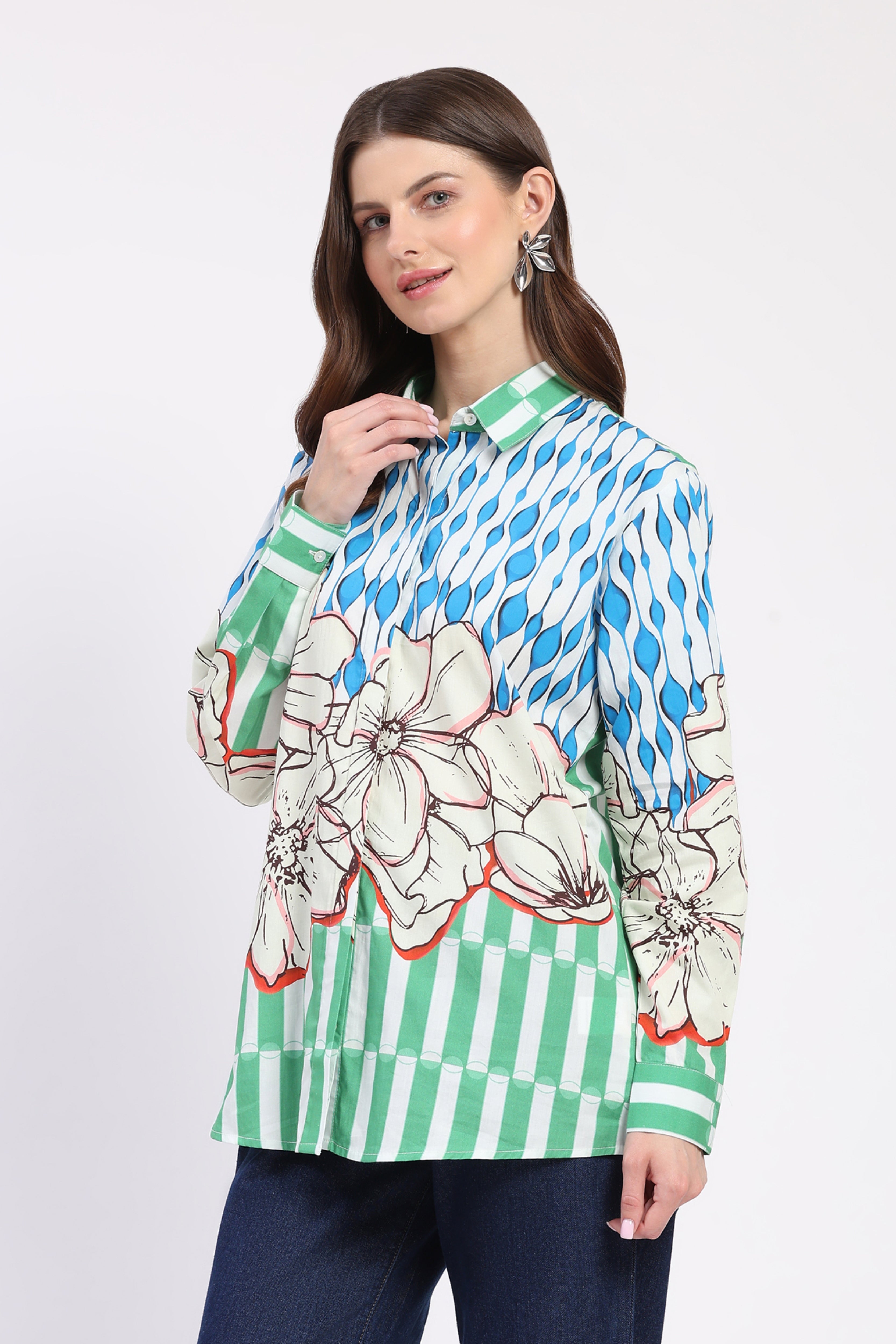 Multicolor Printed Cotton Shirt