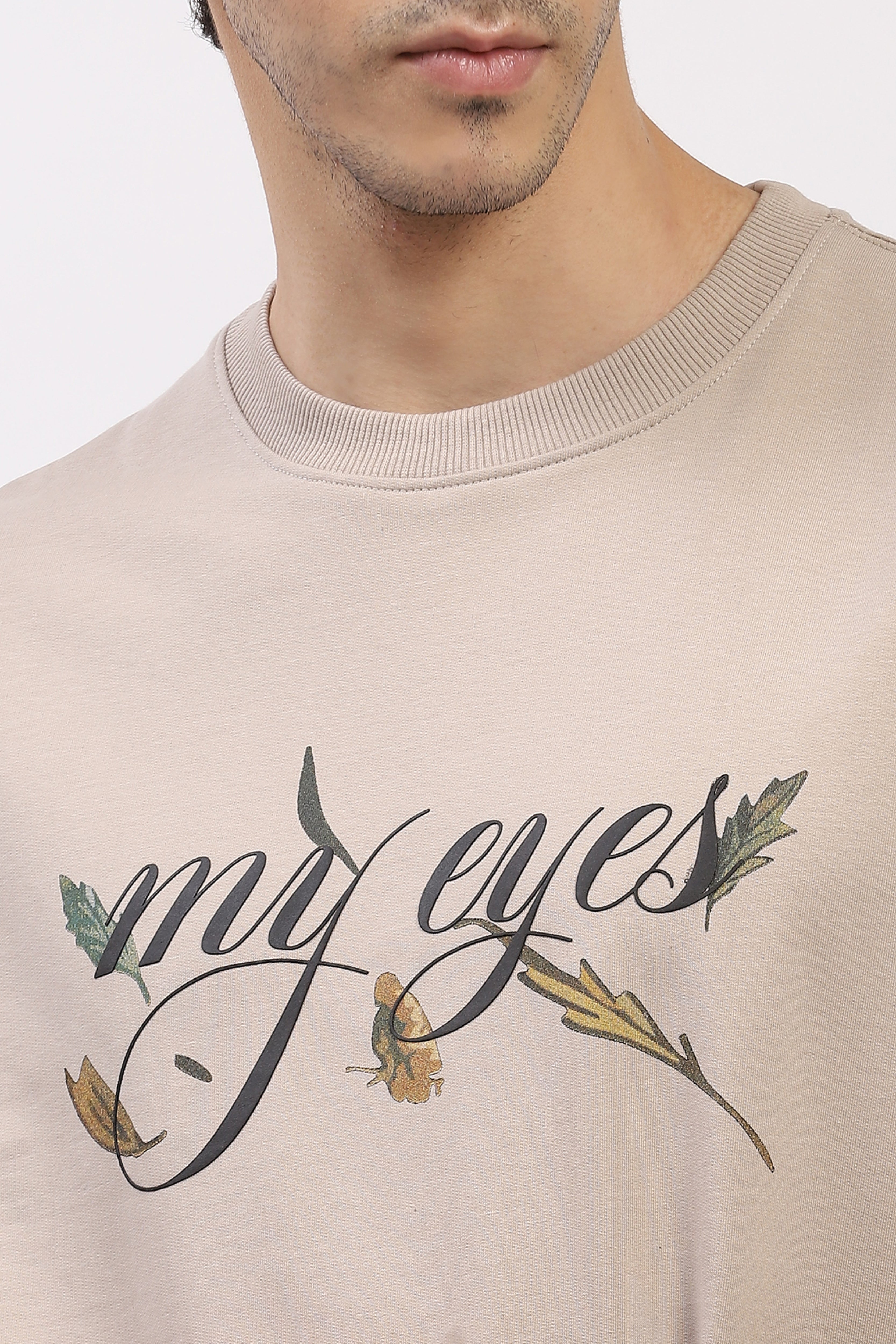 Light Grey Oversized Hawk Print T-Shirt