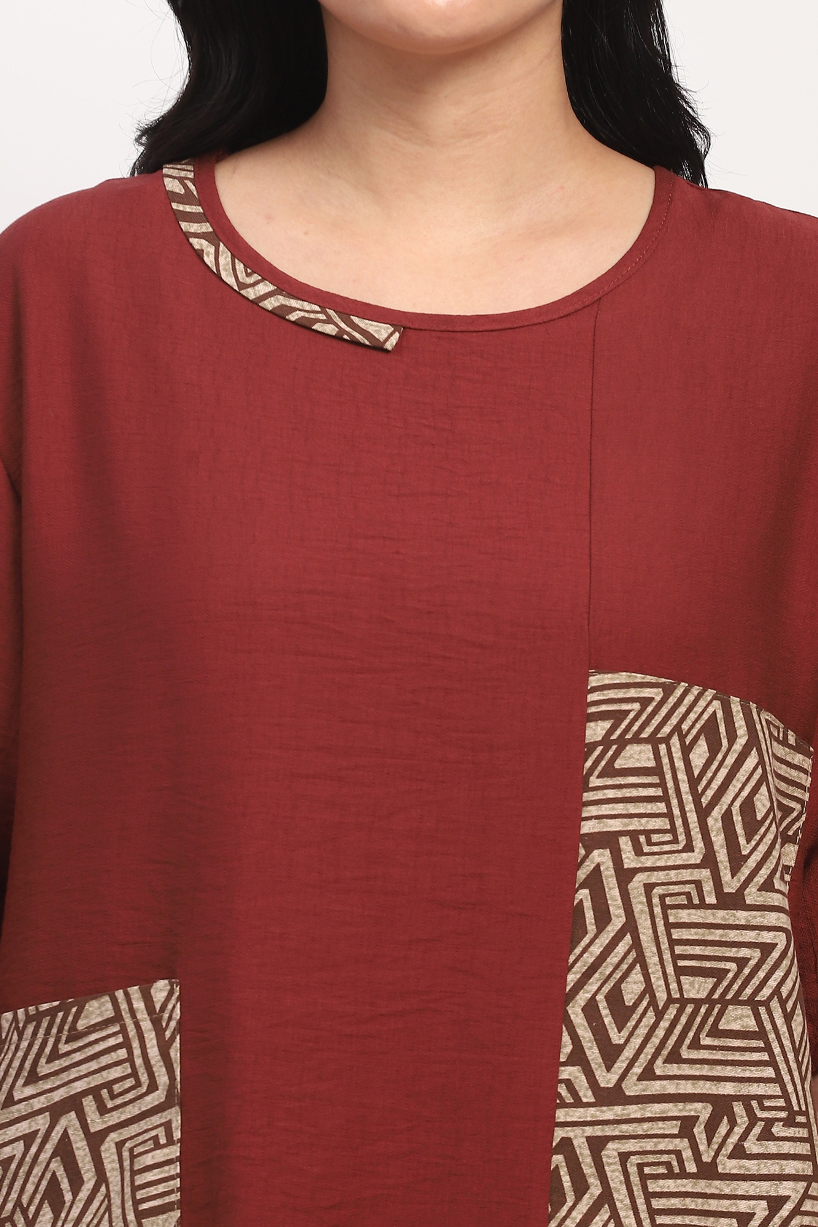 Brown Abstract Print Loungewear Set