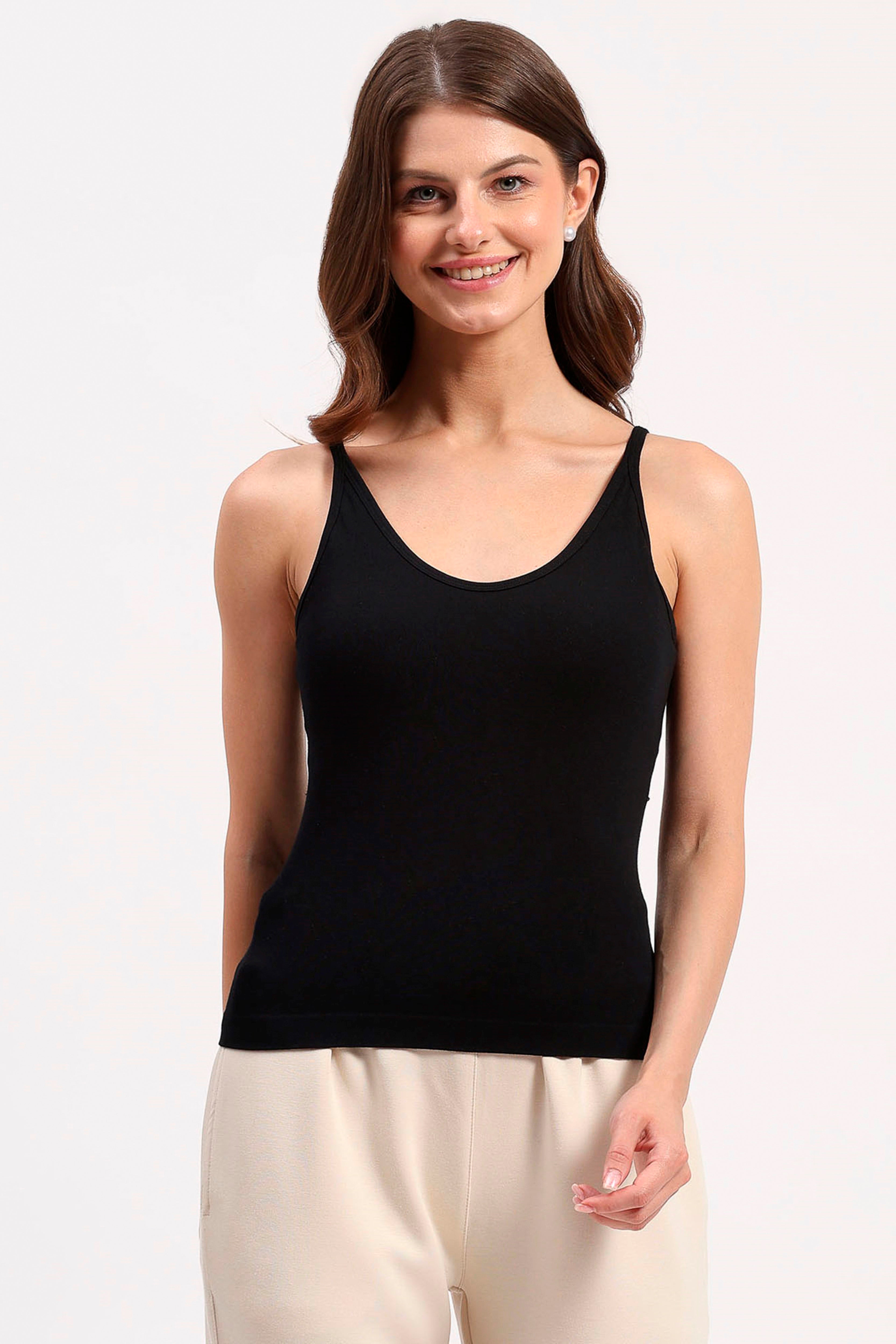 Black V-Neck Support Camisole Top