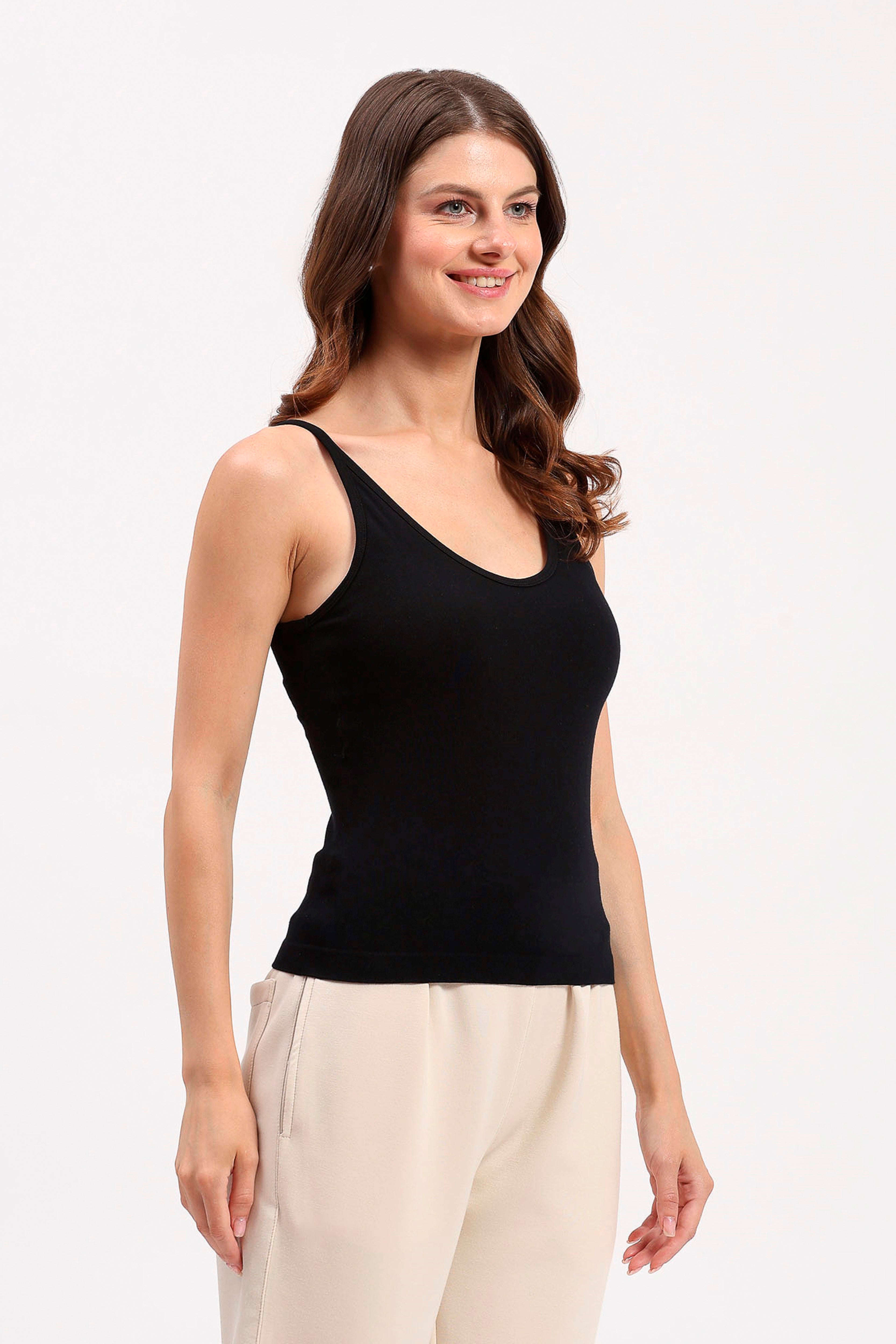 Black V-Neck Support Camisole Top