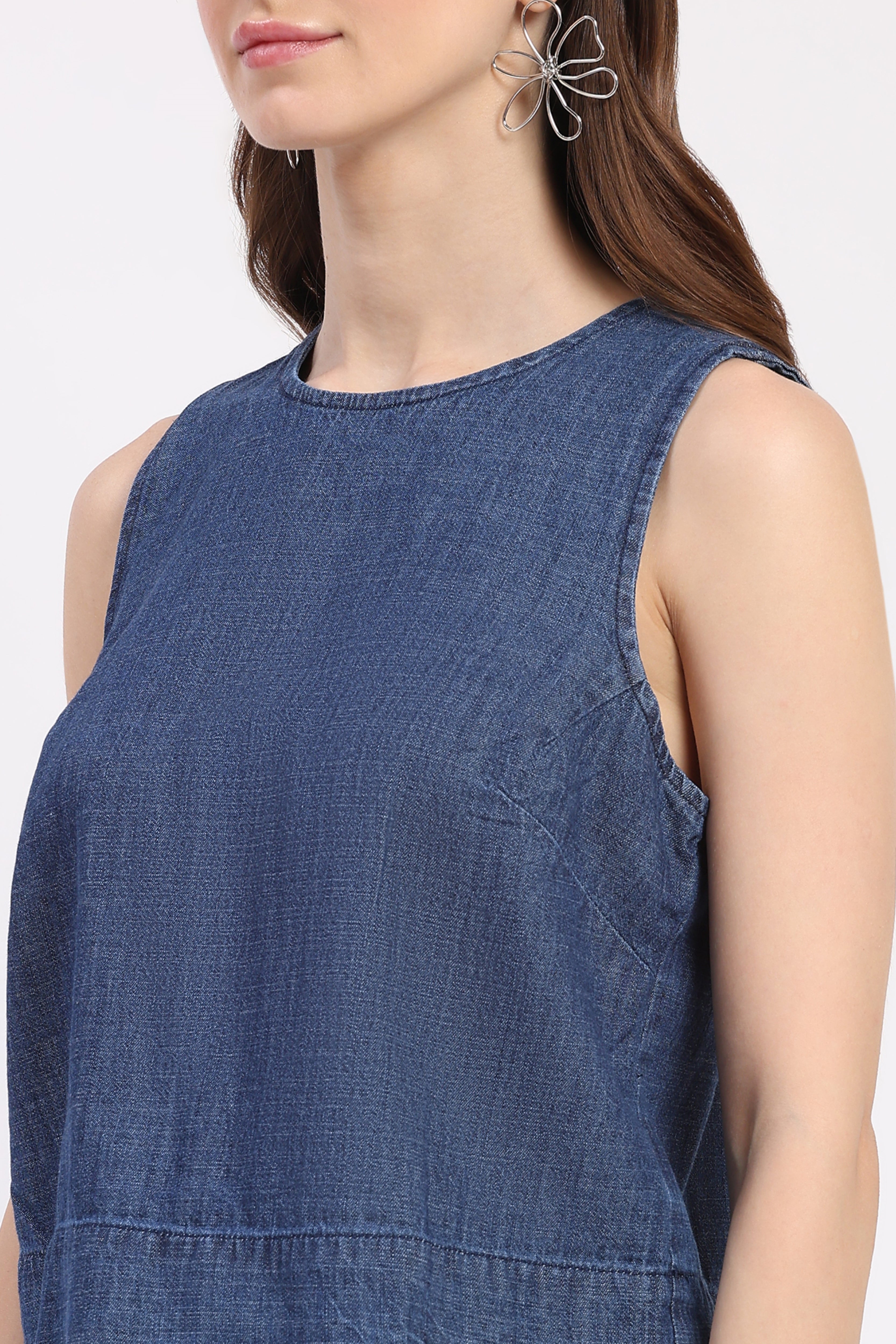 Classic Dark Stone Denim Crop Top