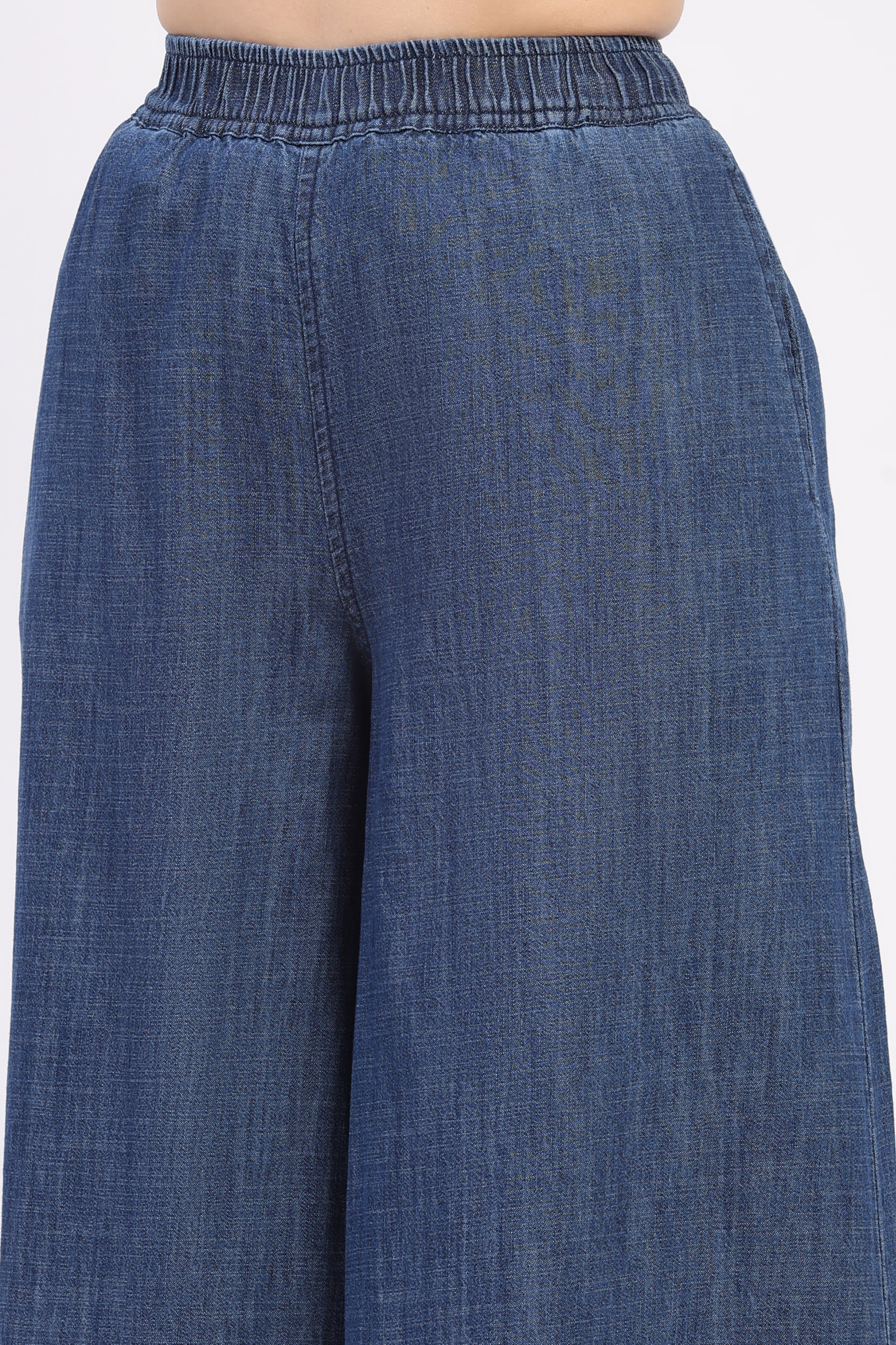 Blue Flared Cotton Lower