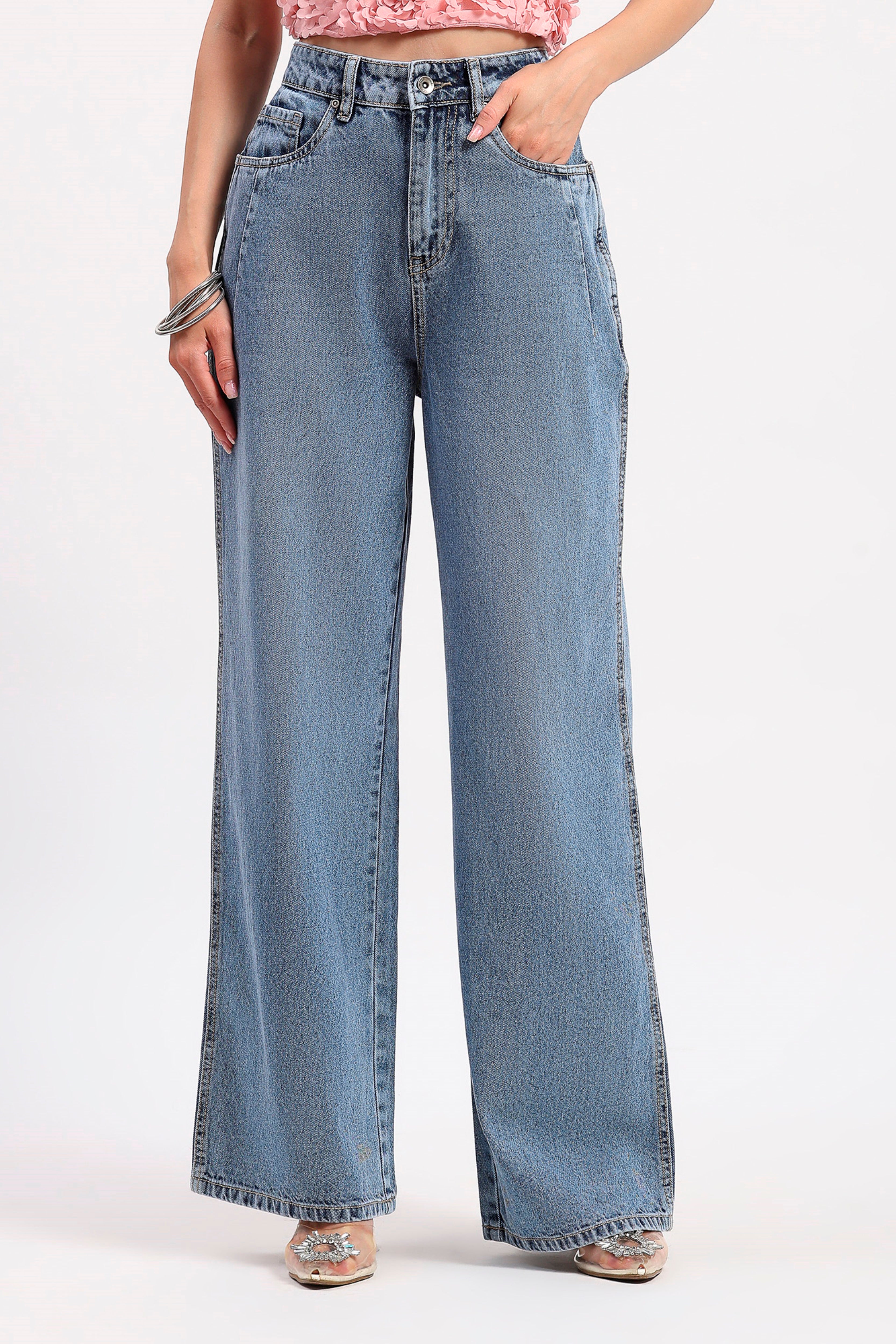 Light Blue Wide-Leg Jeans