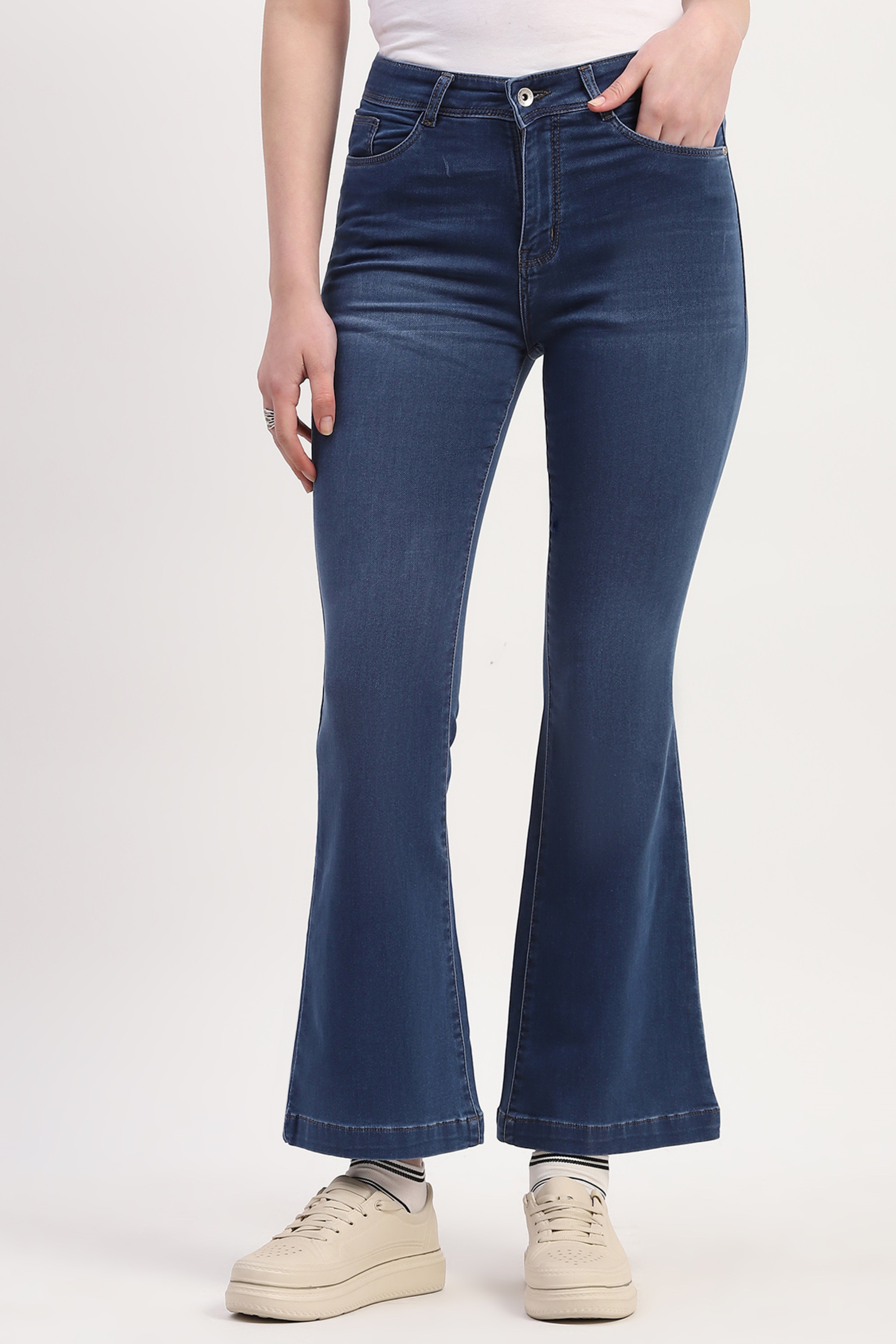 Blue Denim Solid Jeans