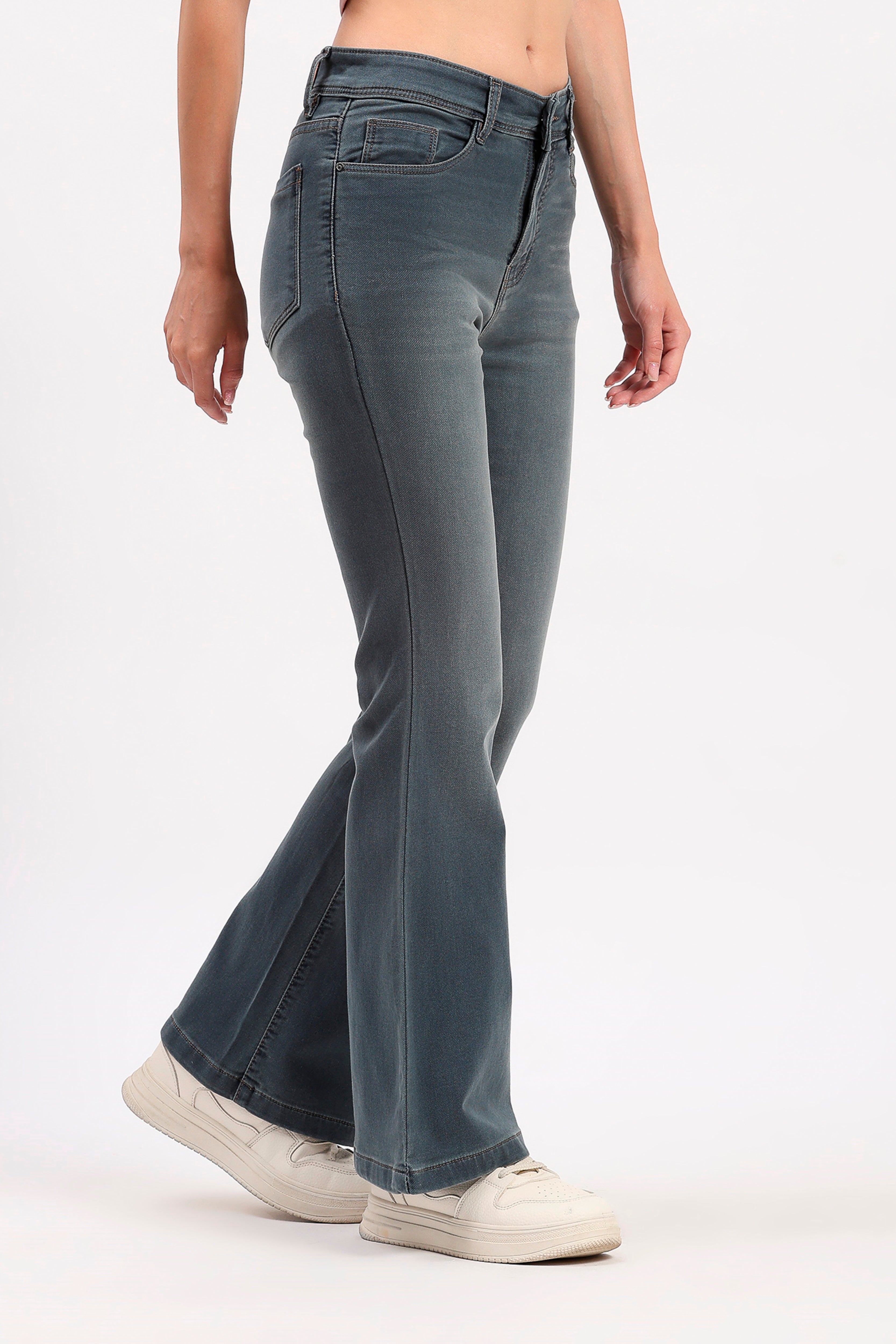 Grey Washed Bootcut Jeans