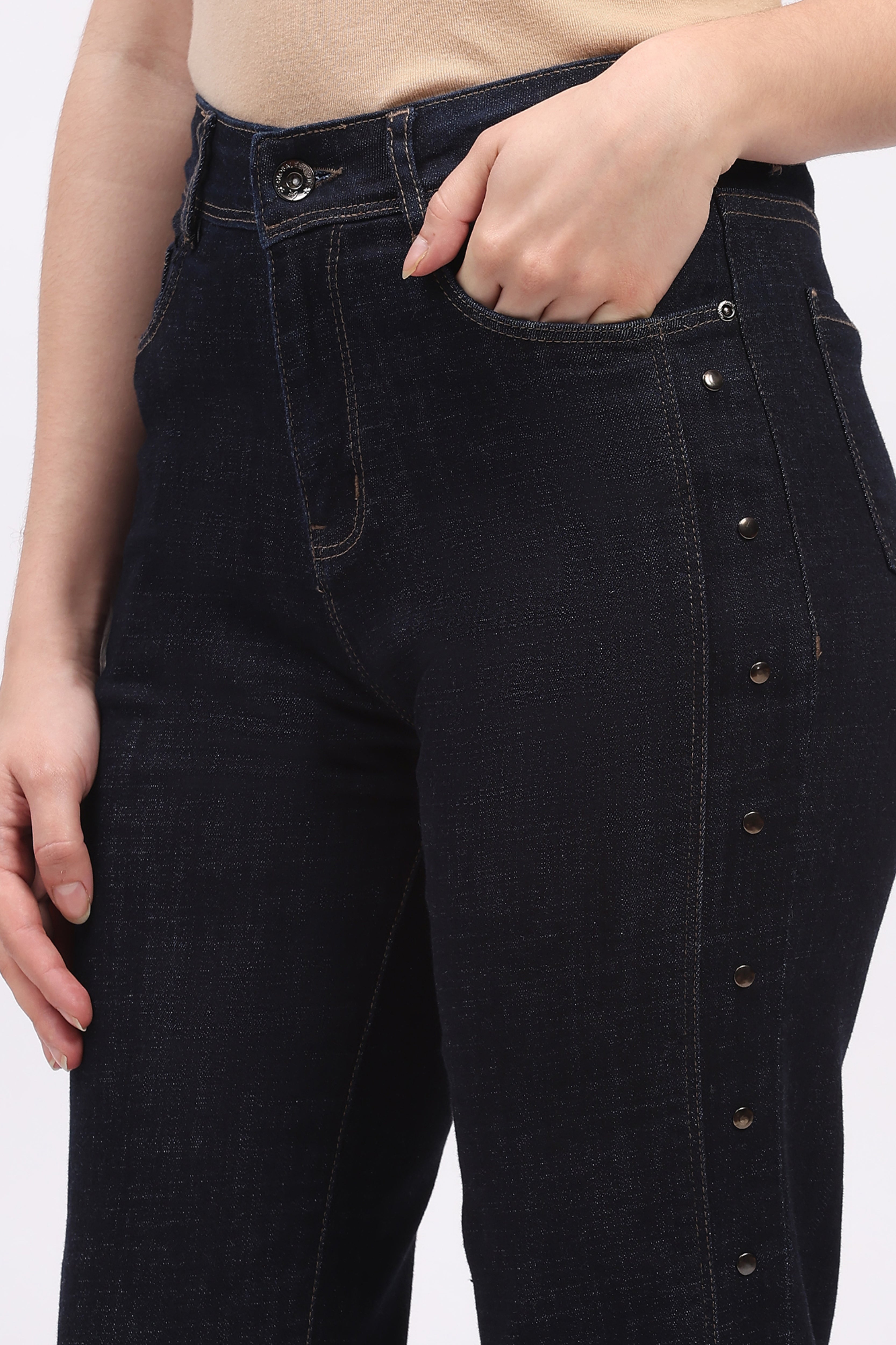 Blue Rivet Stud Detail Jeans
