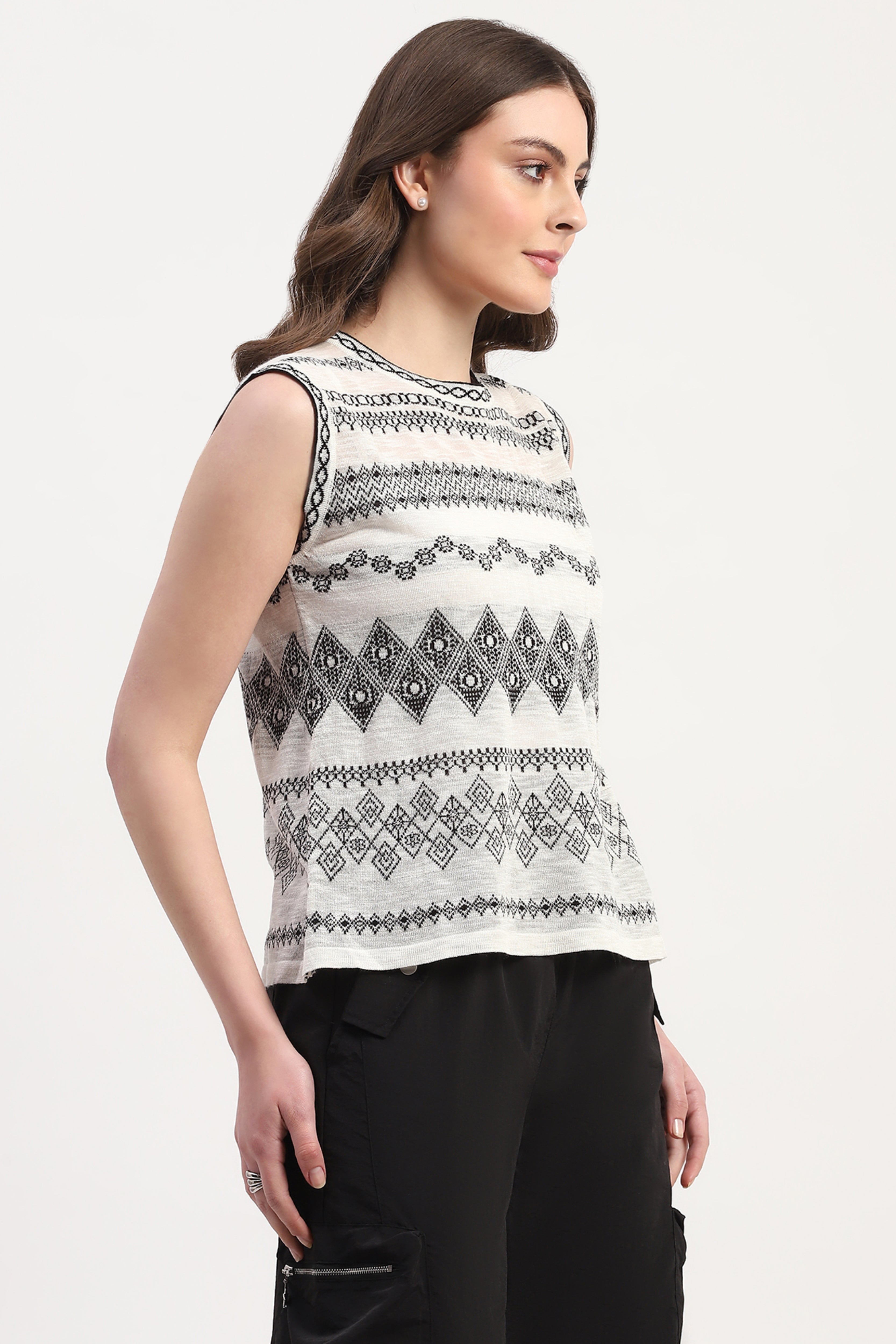 White Viscose Blend Woven Top