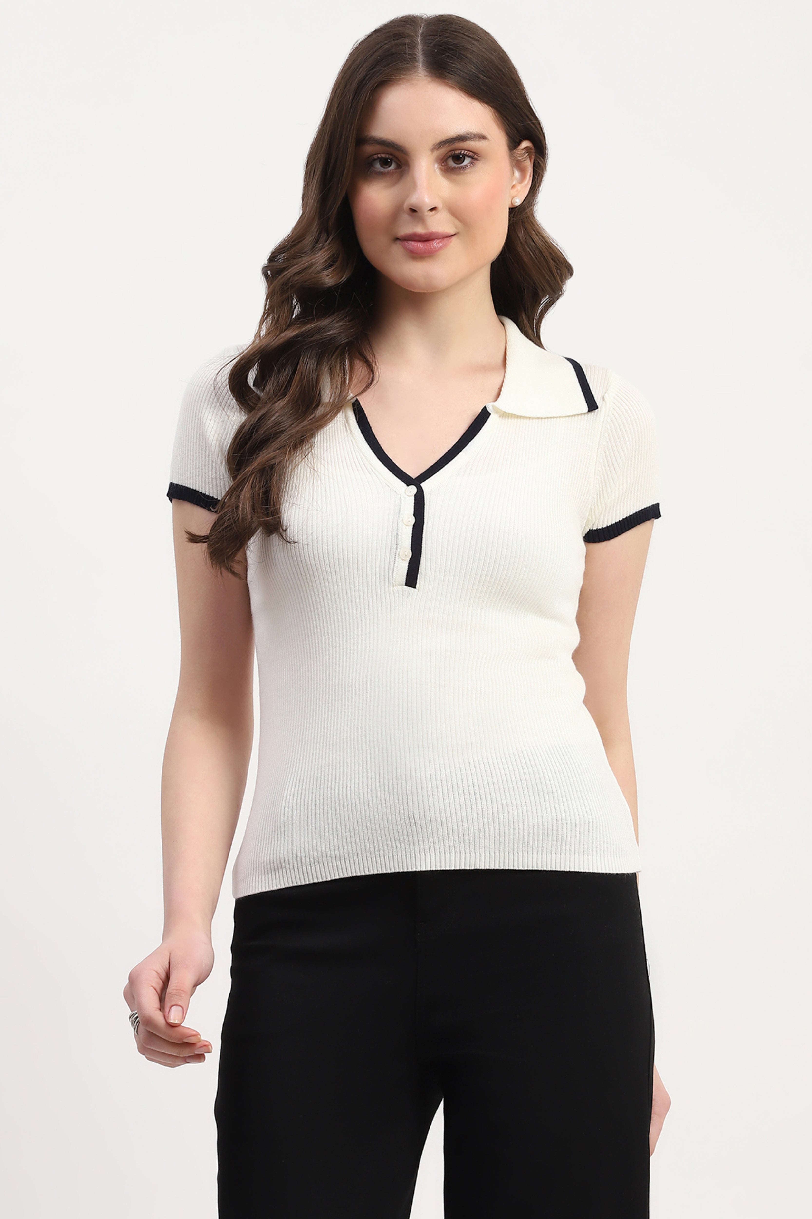 Off-White Viscose Nylon Knitted Top