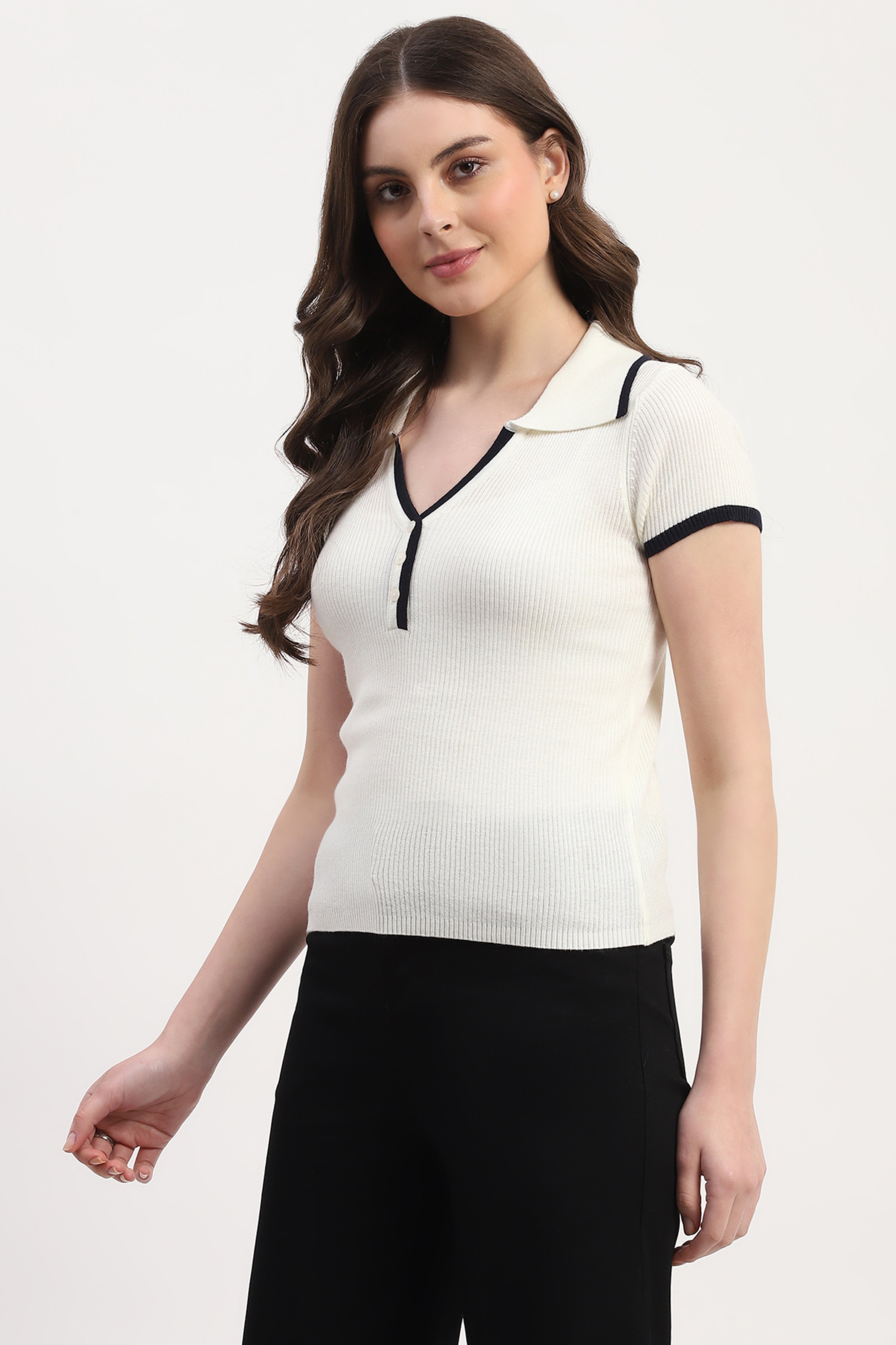 Off-White Viscose Nylon Knitted Top