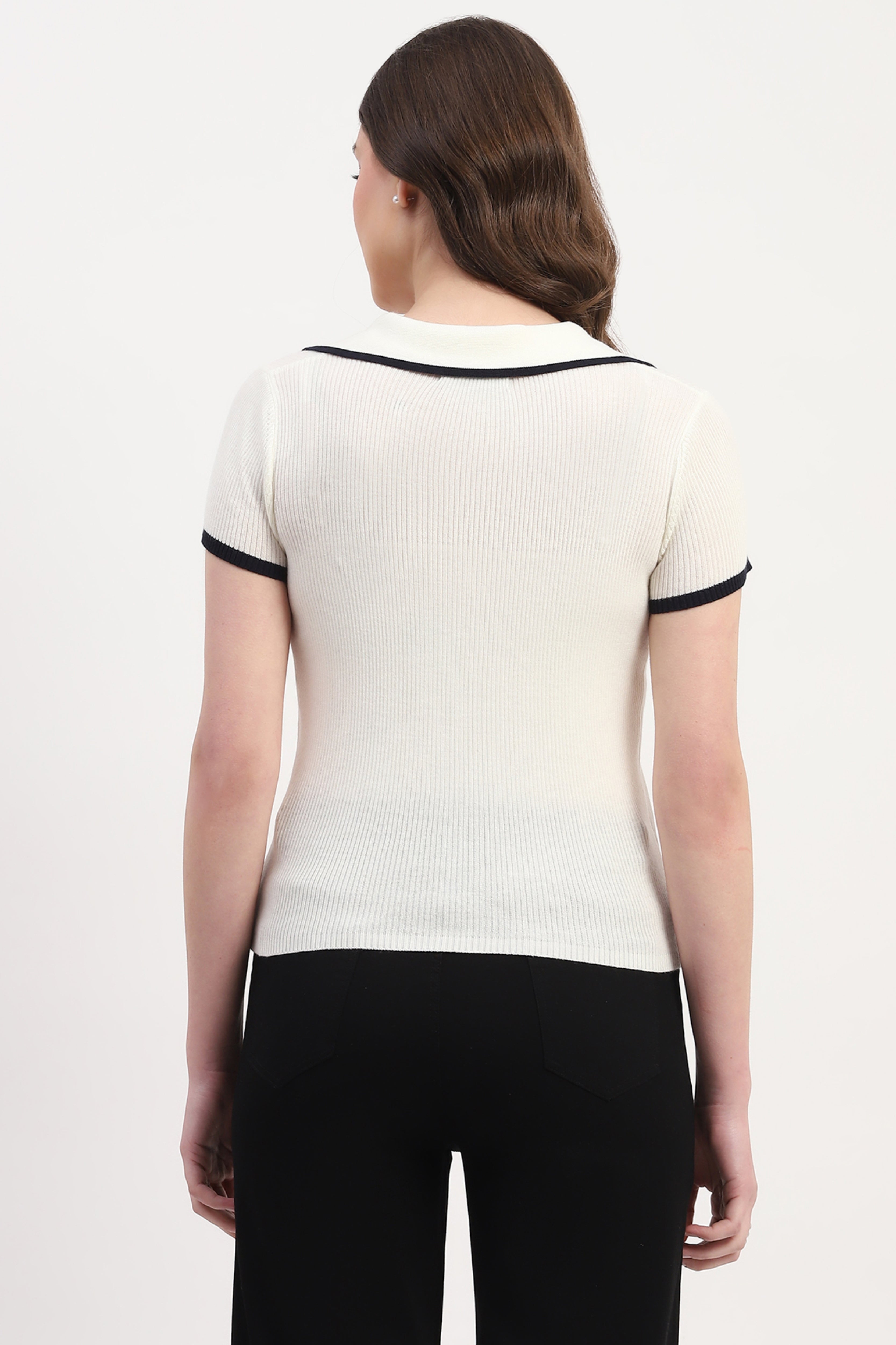 Off-White Viscose Nylon Knitted Top