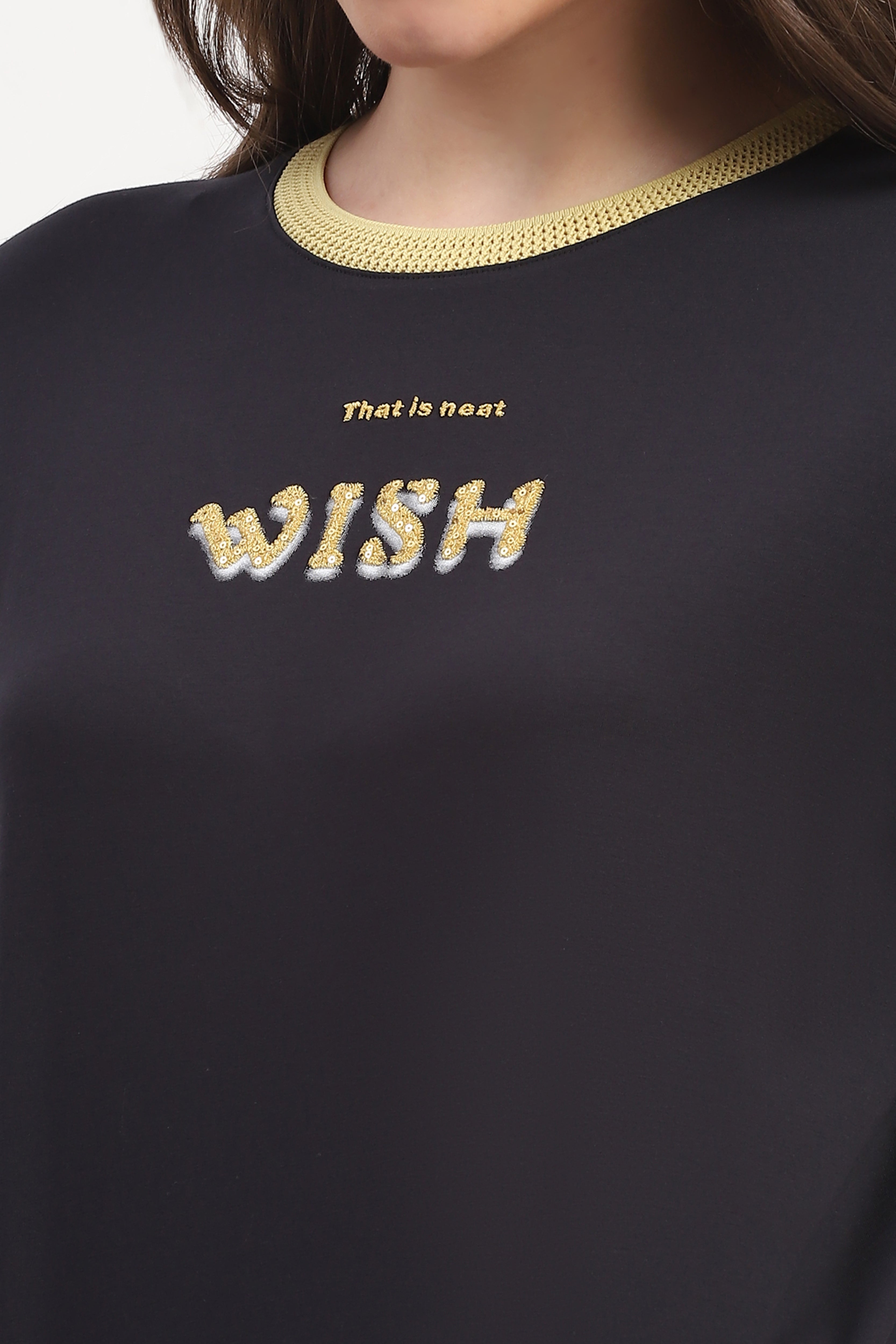 Navy Embroidered Top