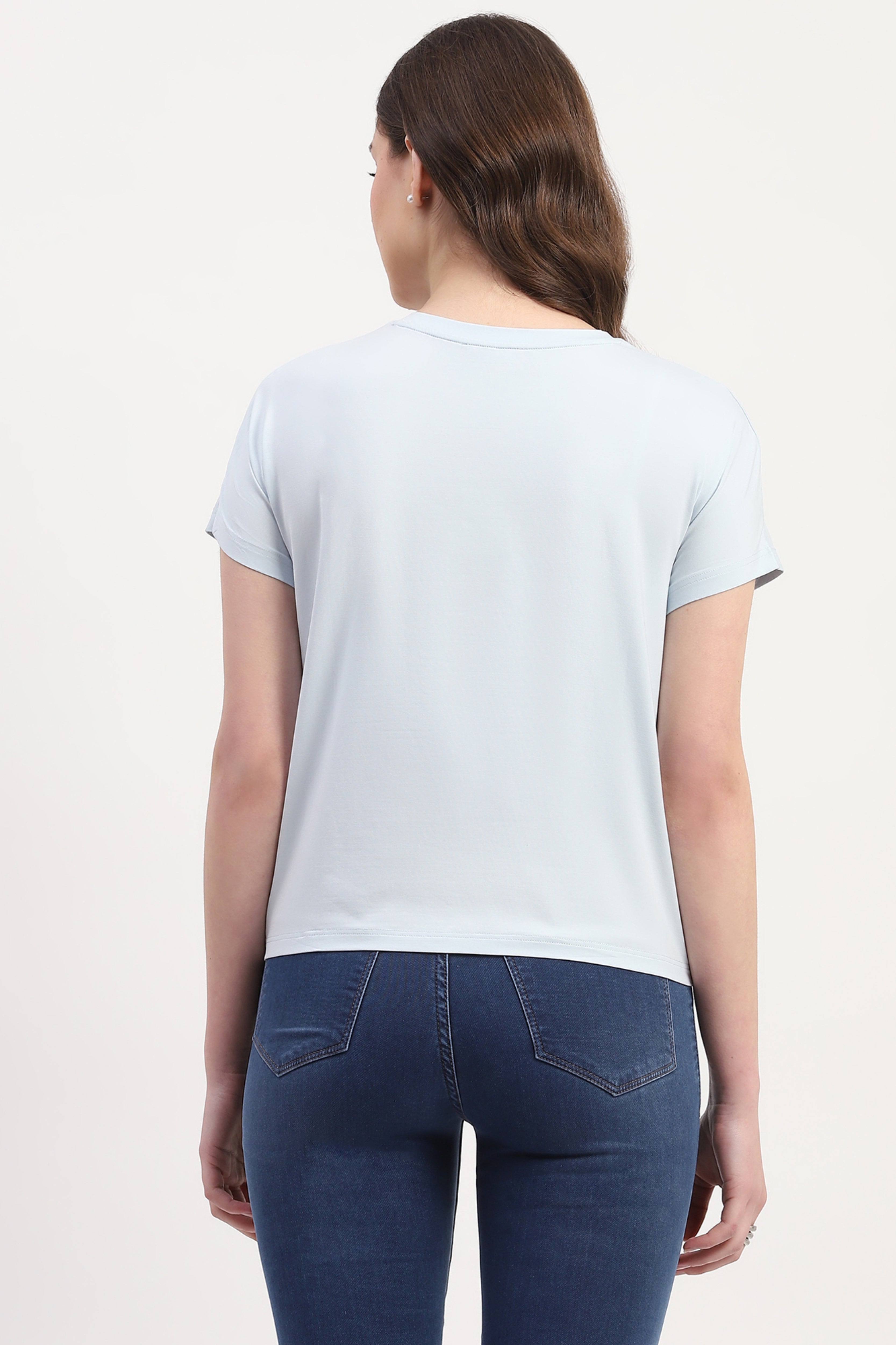 Blue Modal Blend Printed & Embellishment Top