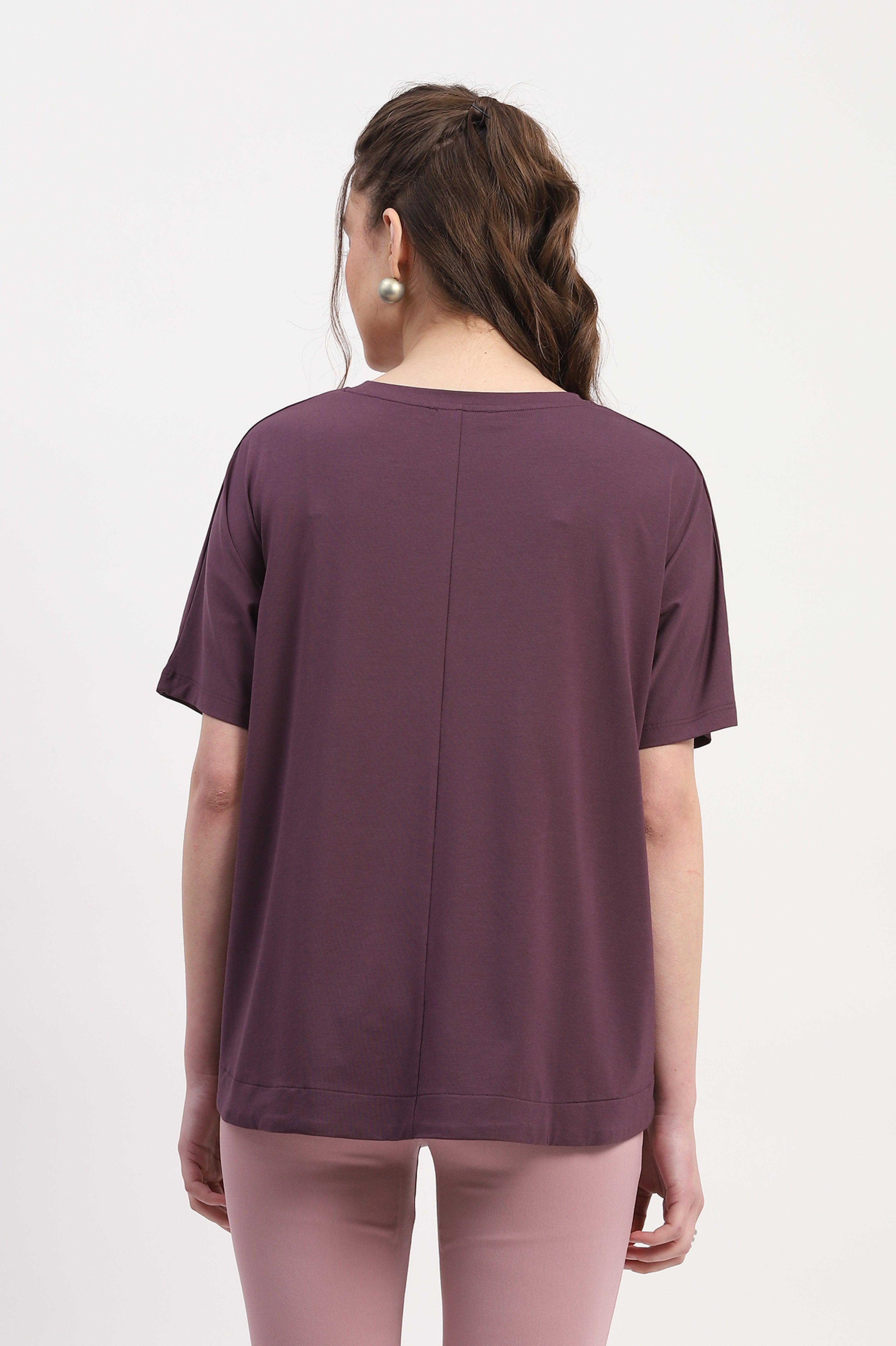 Purple Modal Blend Printed & Embellishment Top