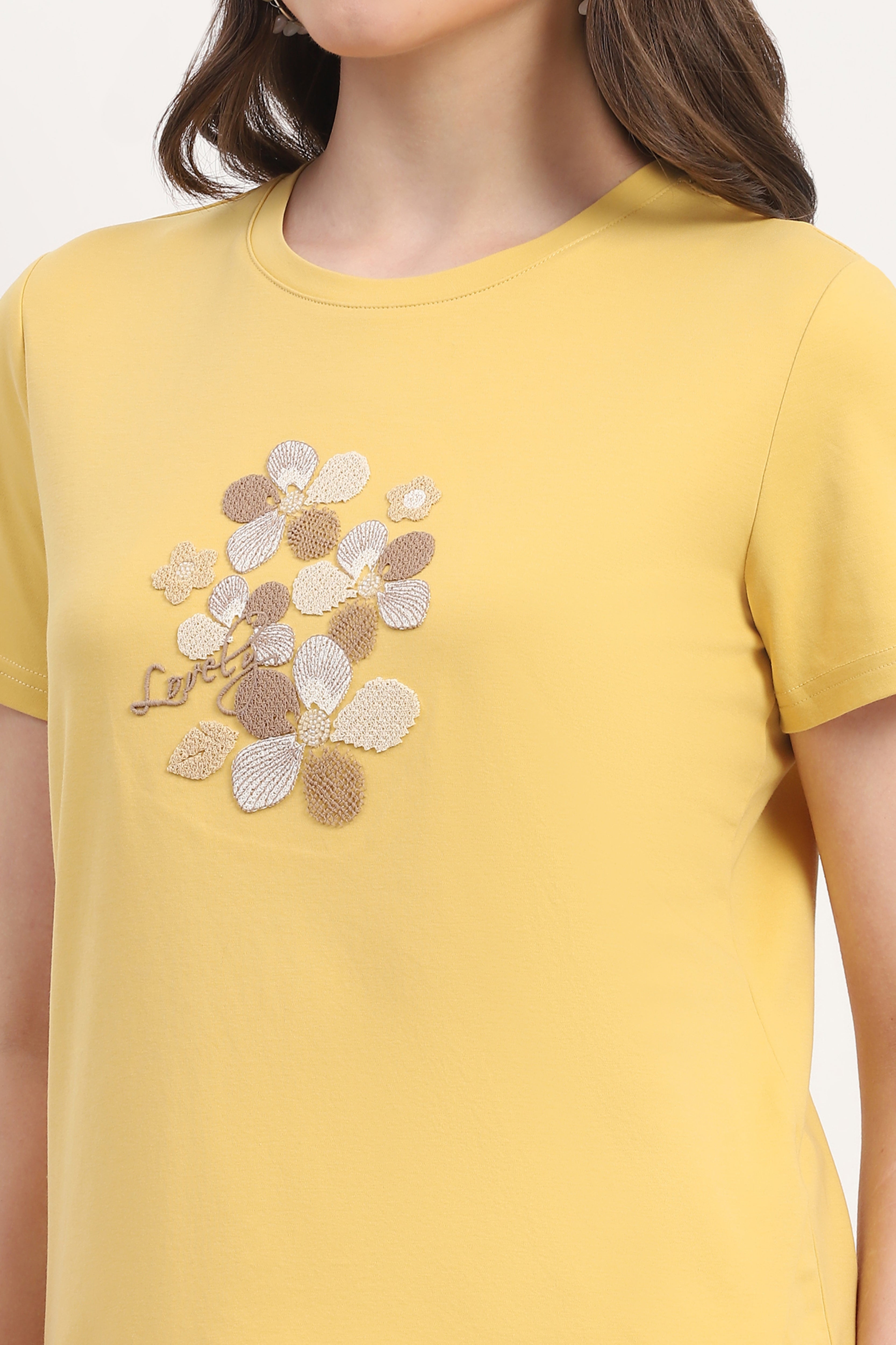 Yellow Embroidered Top