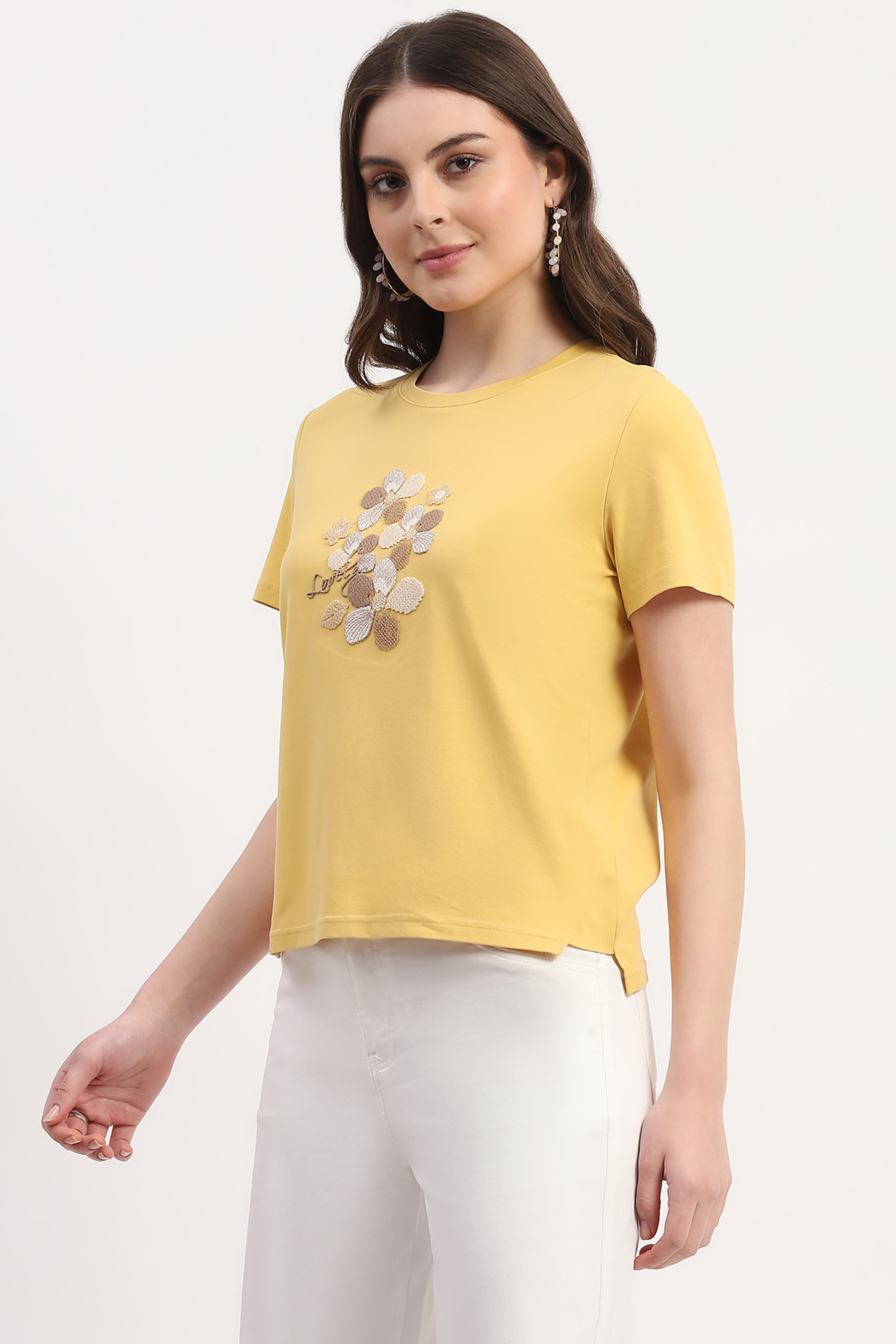 Yellow Embroidered Top
