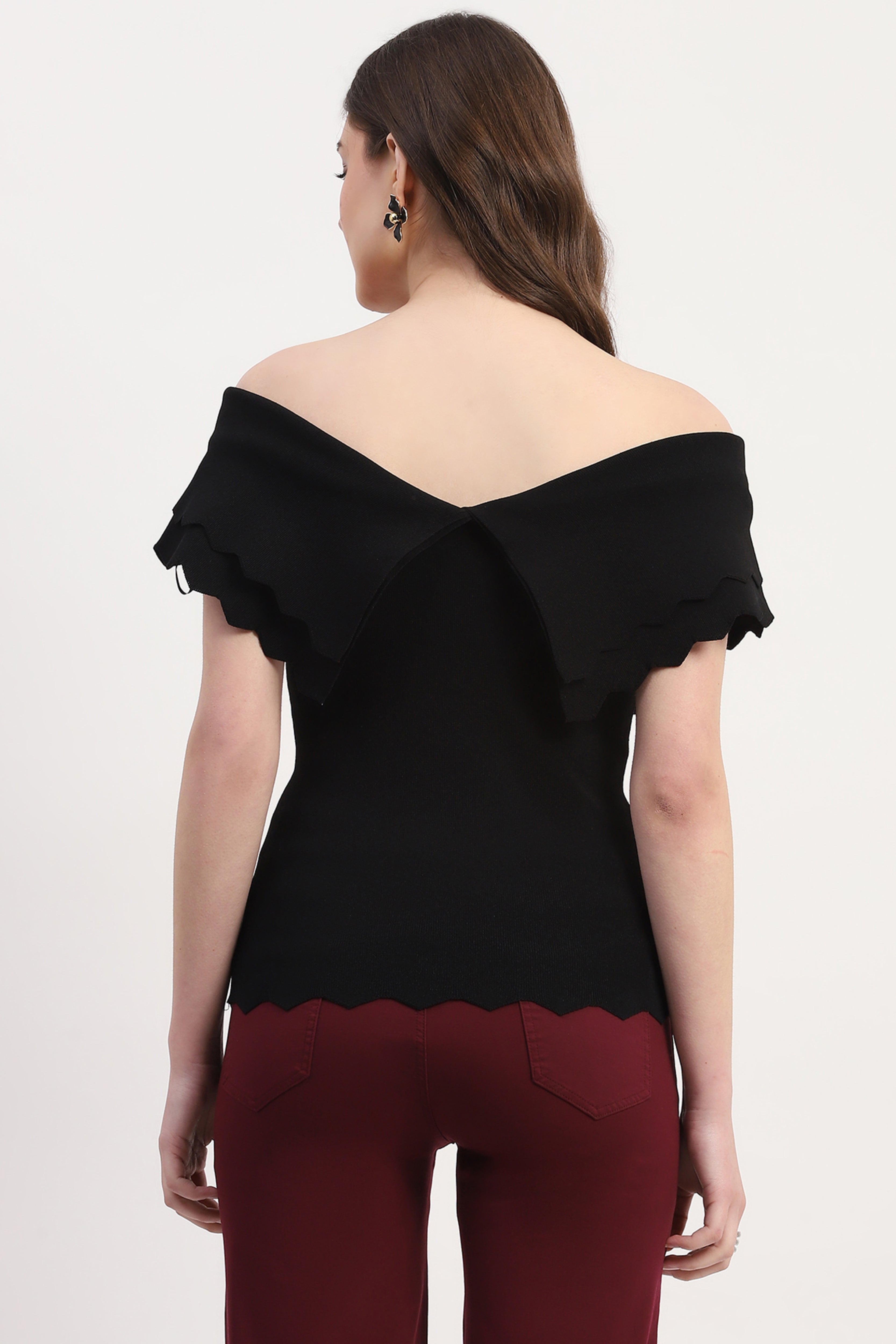 Black Viscose Blend Solid Top