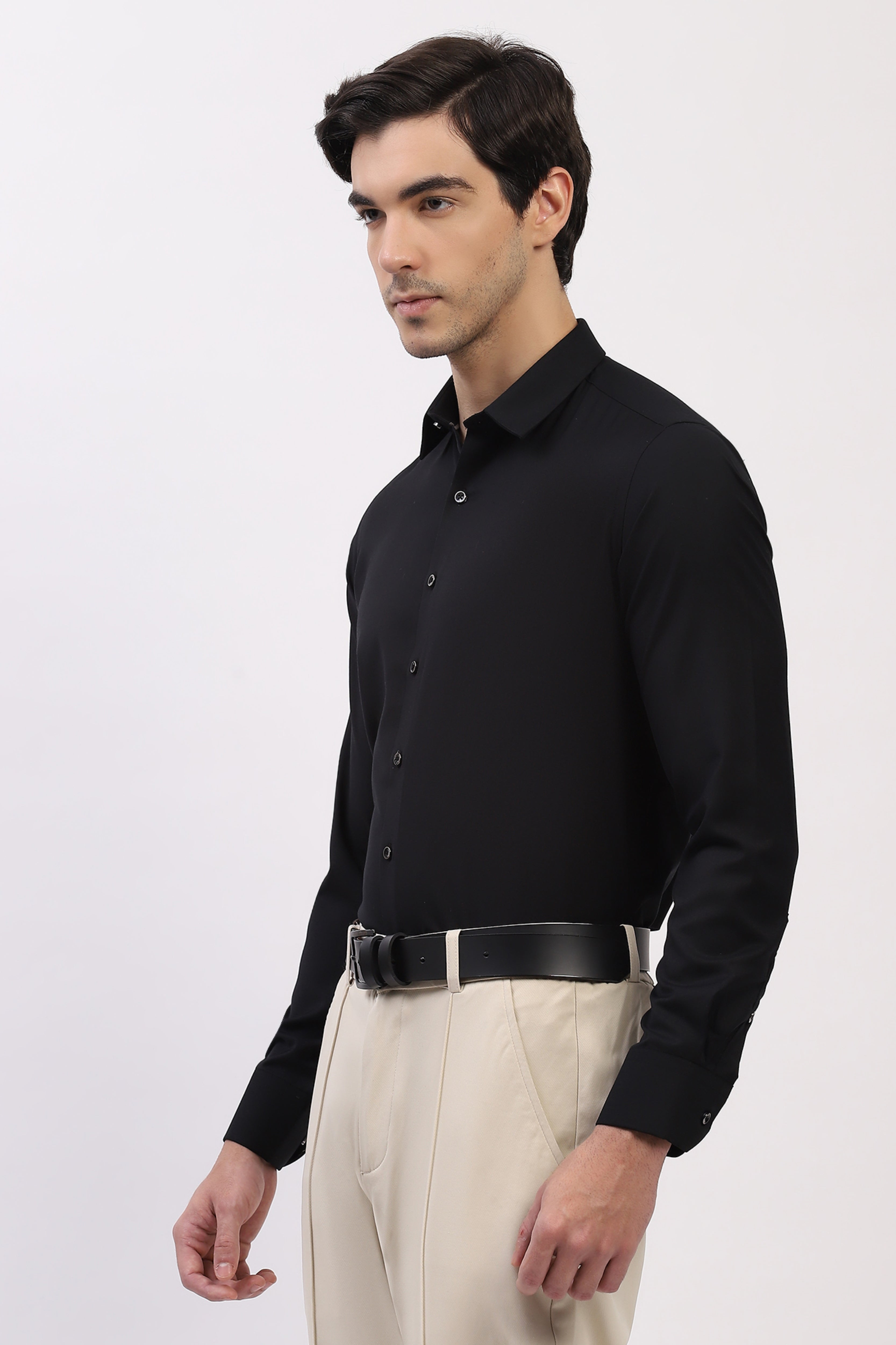 Classic Black Premium Cotton Blend Shirt