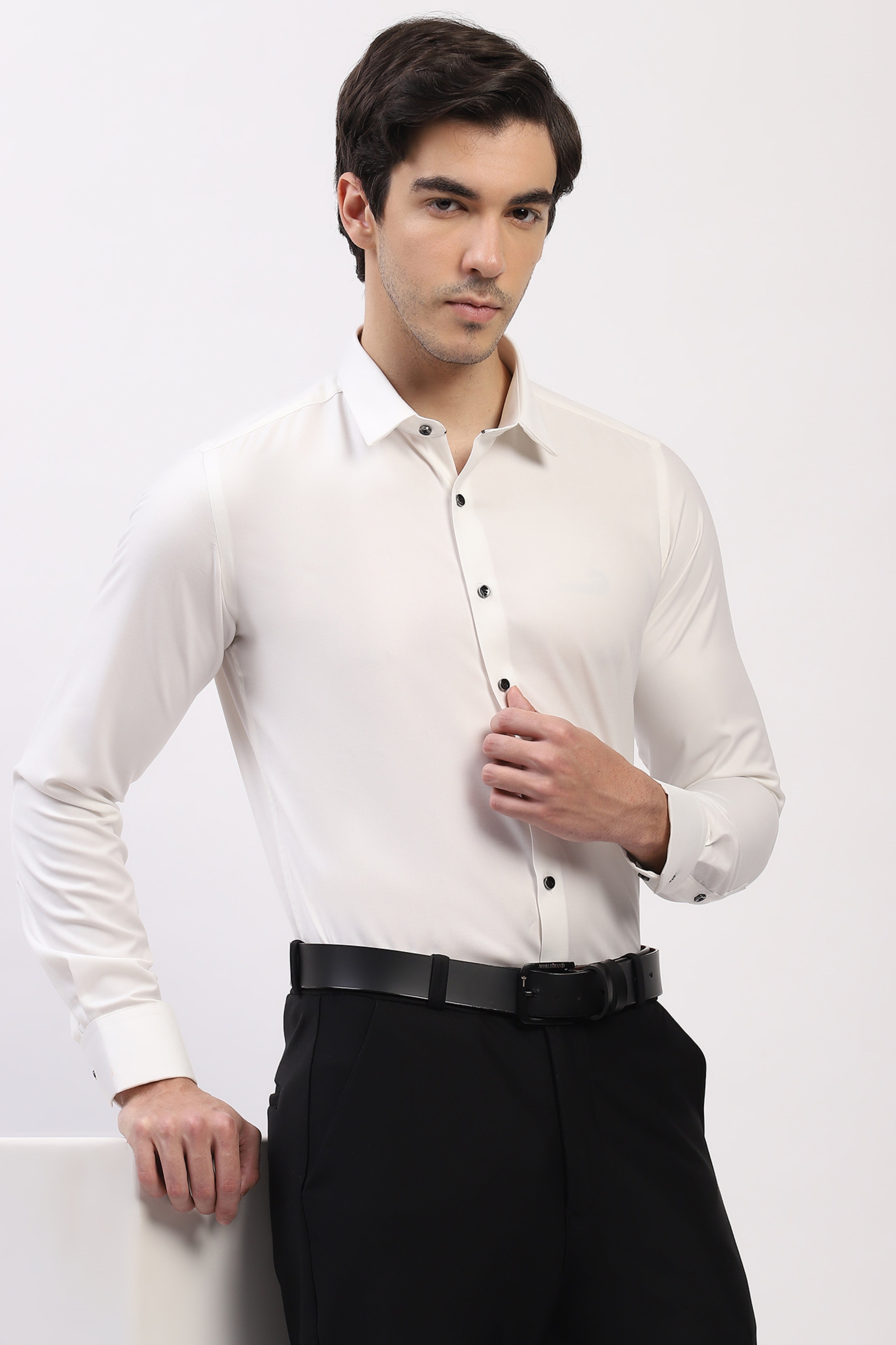 Classic White Premium Cotton Blend Shirt