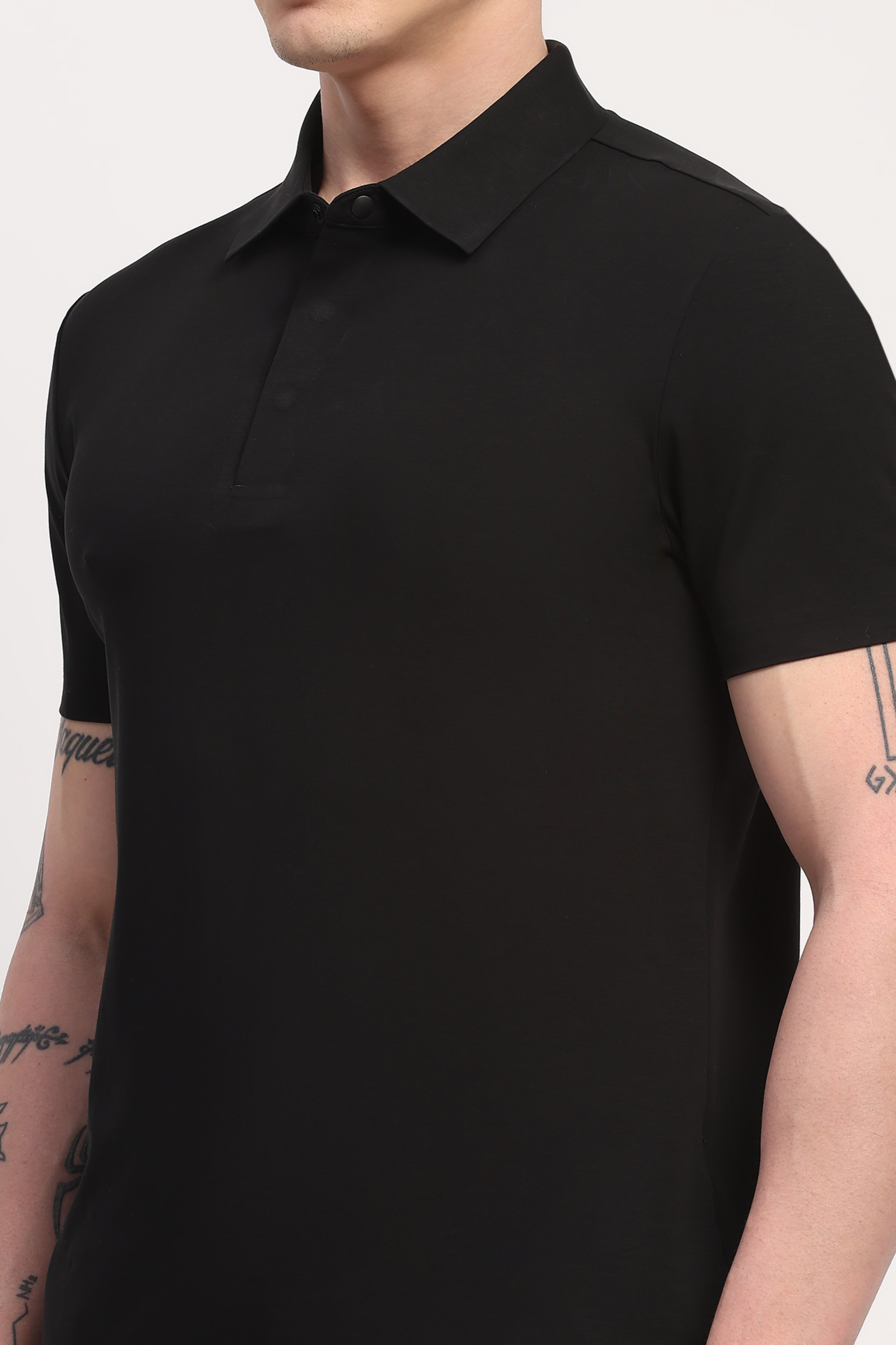 Black Premium Cotton Spandex Solid T-Shirt