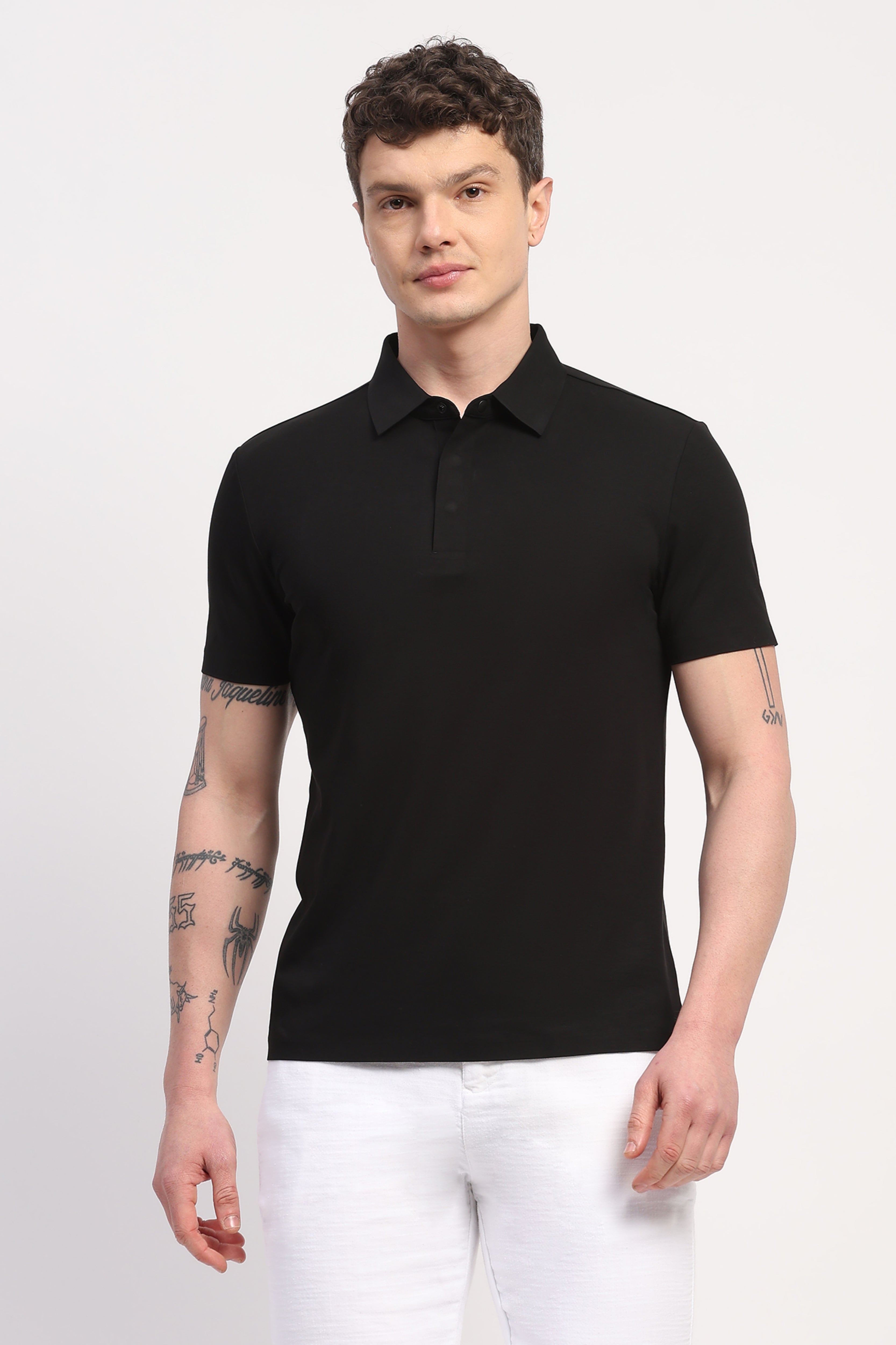 Black Premium Cotton Spandex Solid T-Shirt