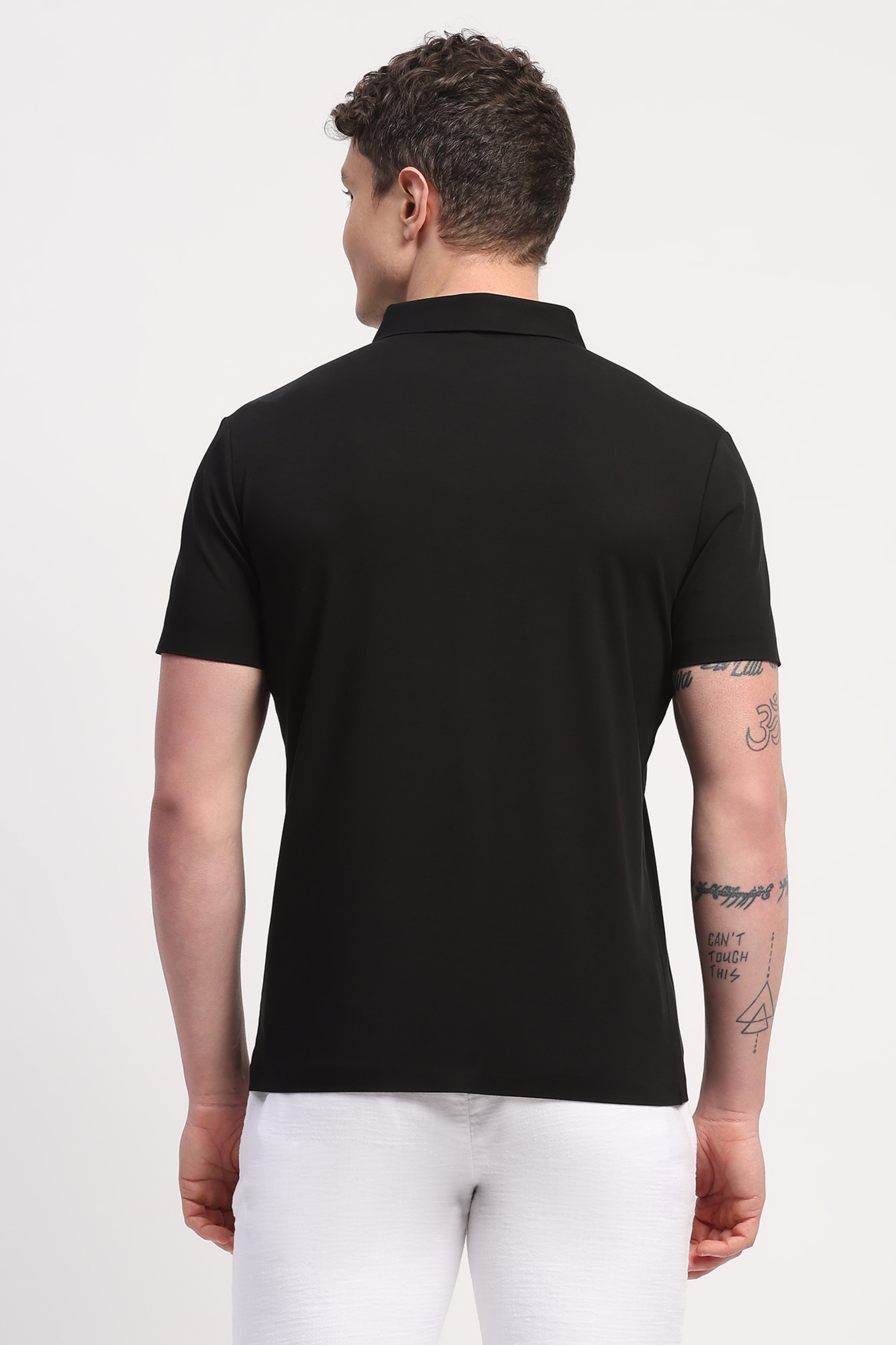 Black Premium Cotton Spandex Solid T-Shirt