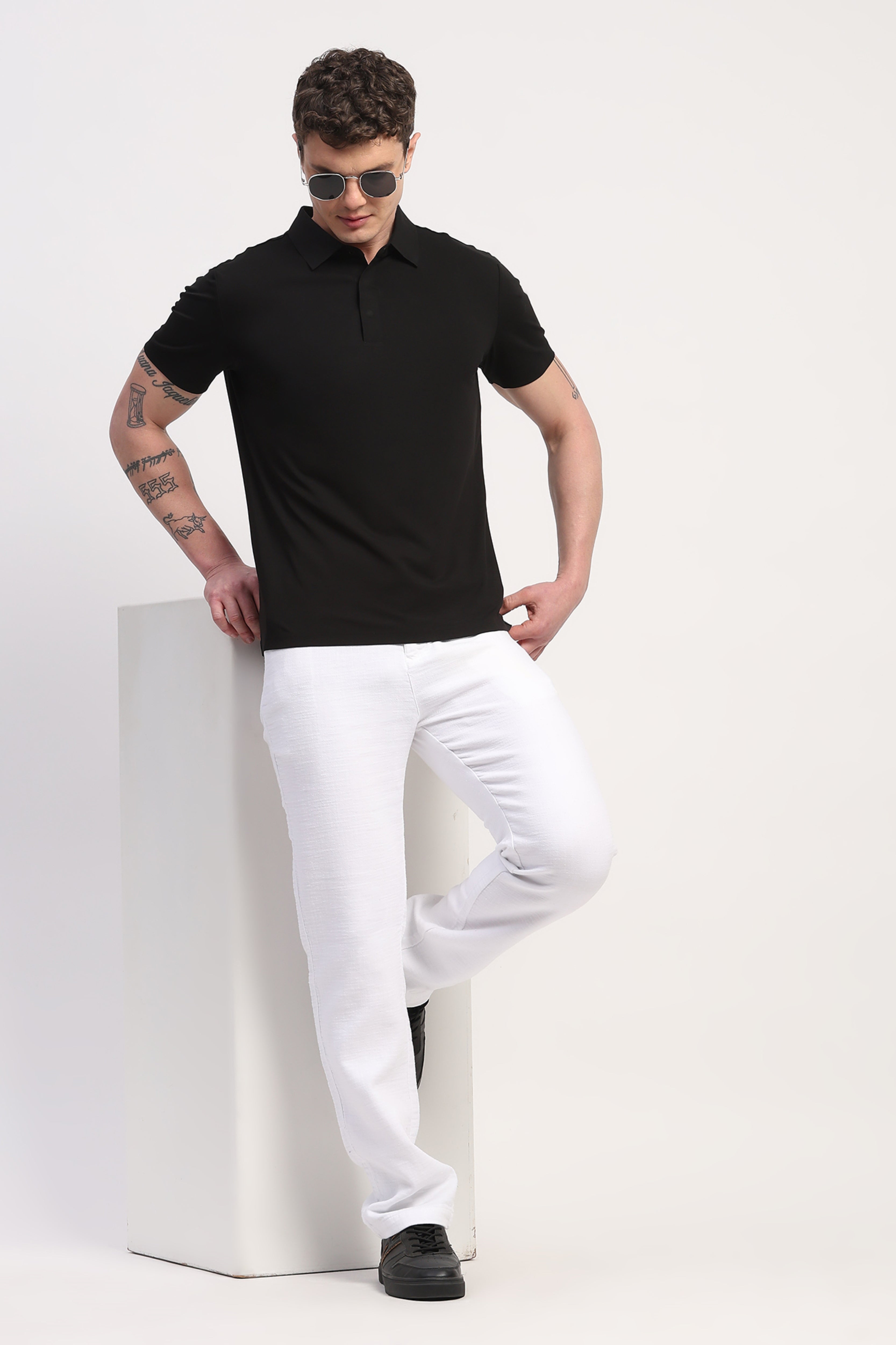 Black Premium Cotton Spandex Solid T-Shirt