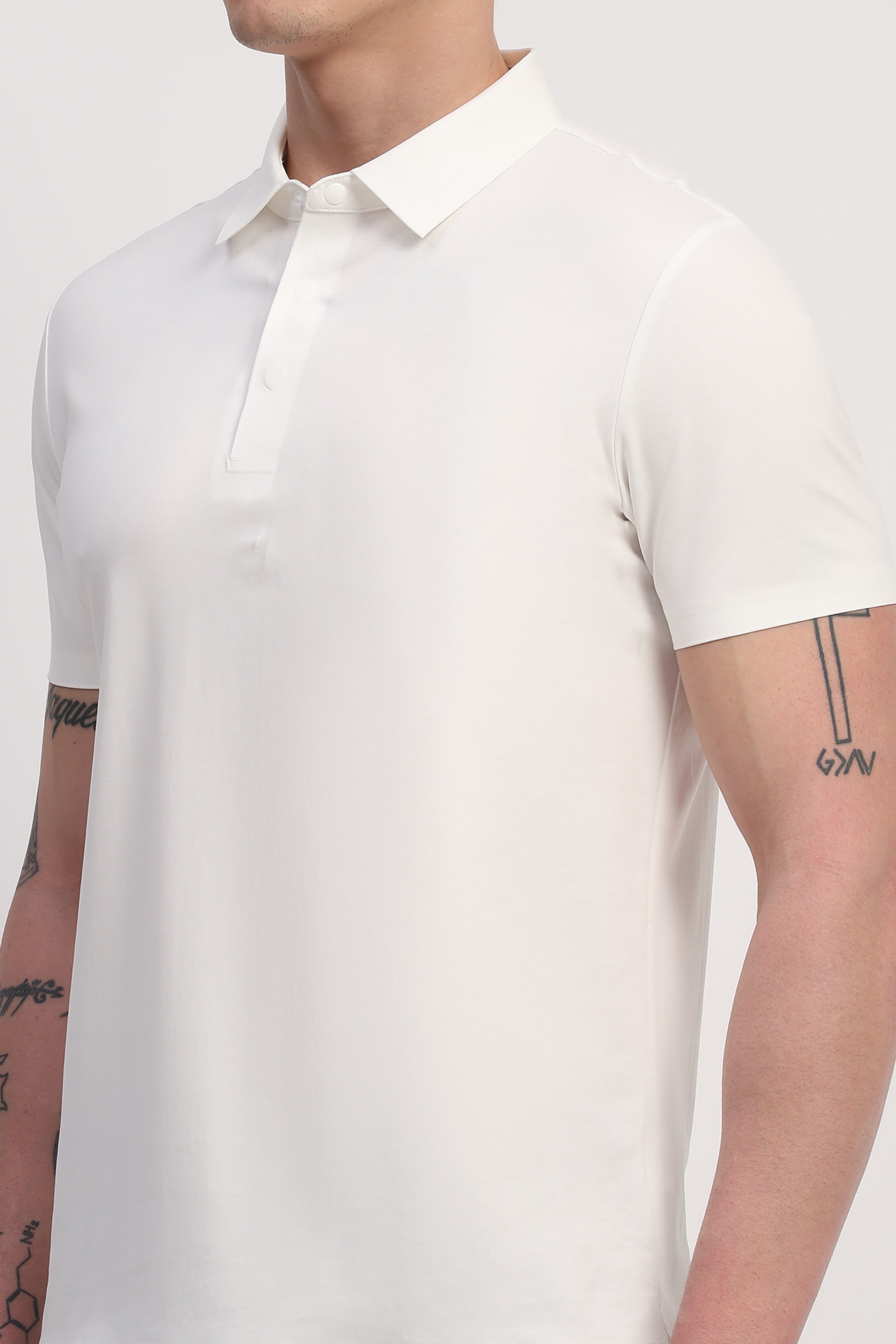 White Premium Cotton Spandex Solid T-Shirt