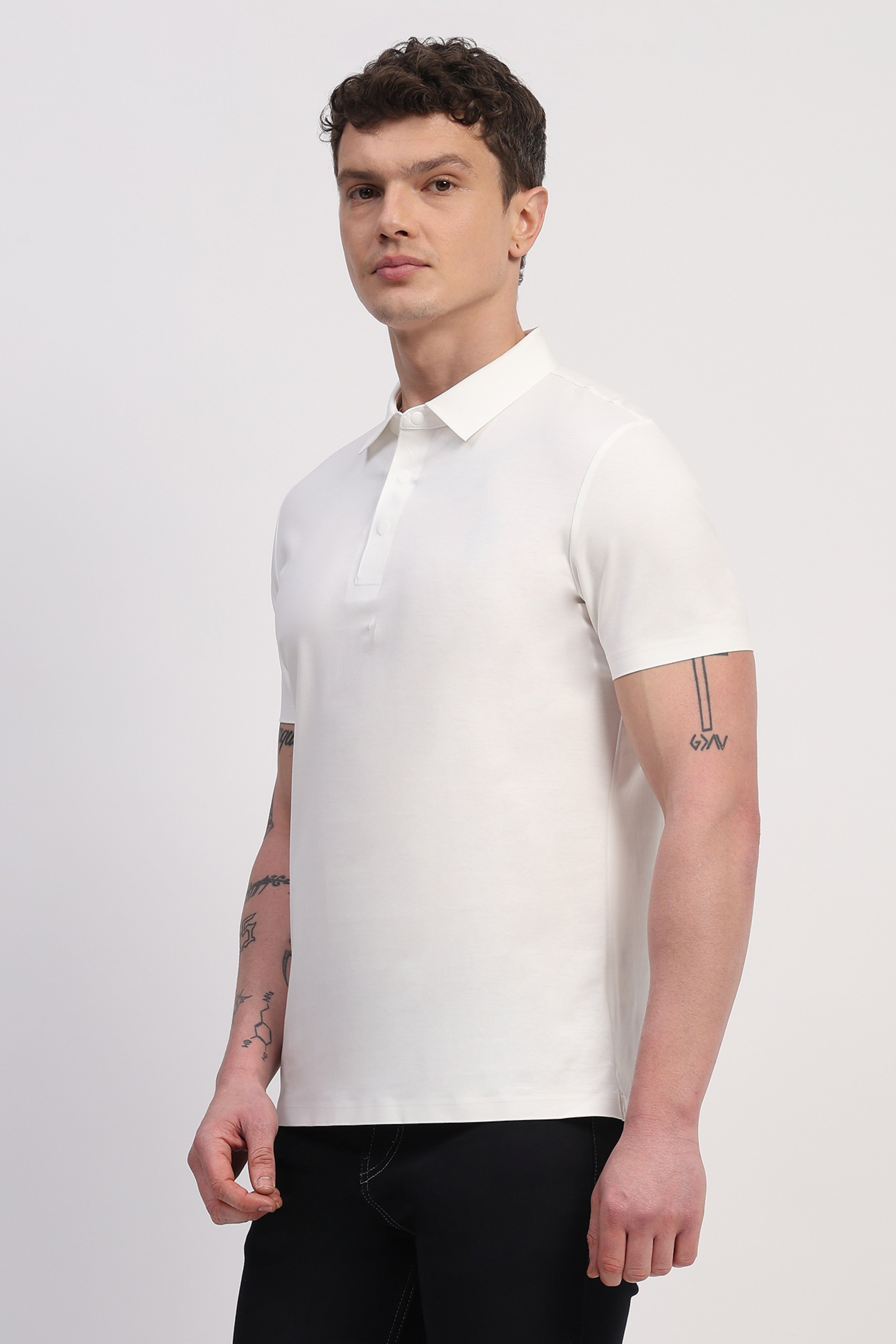 White Premium Cotton Spandex Solid T-Shirt