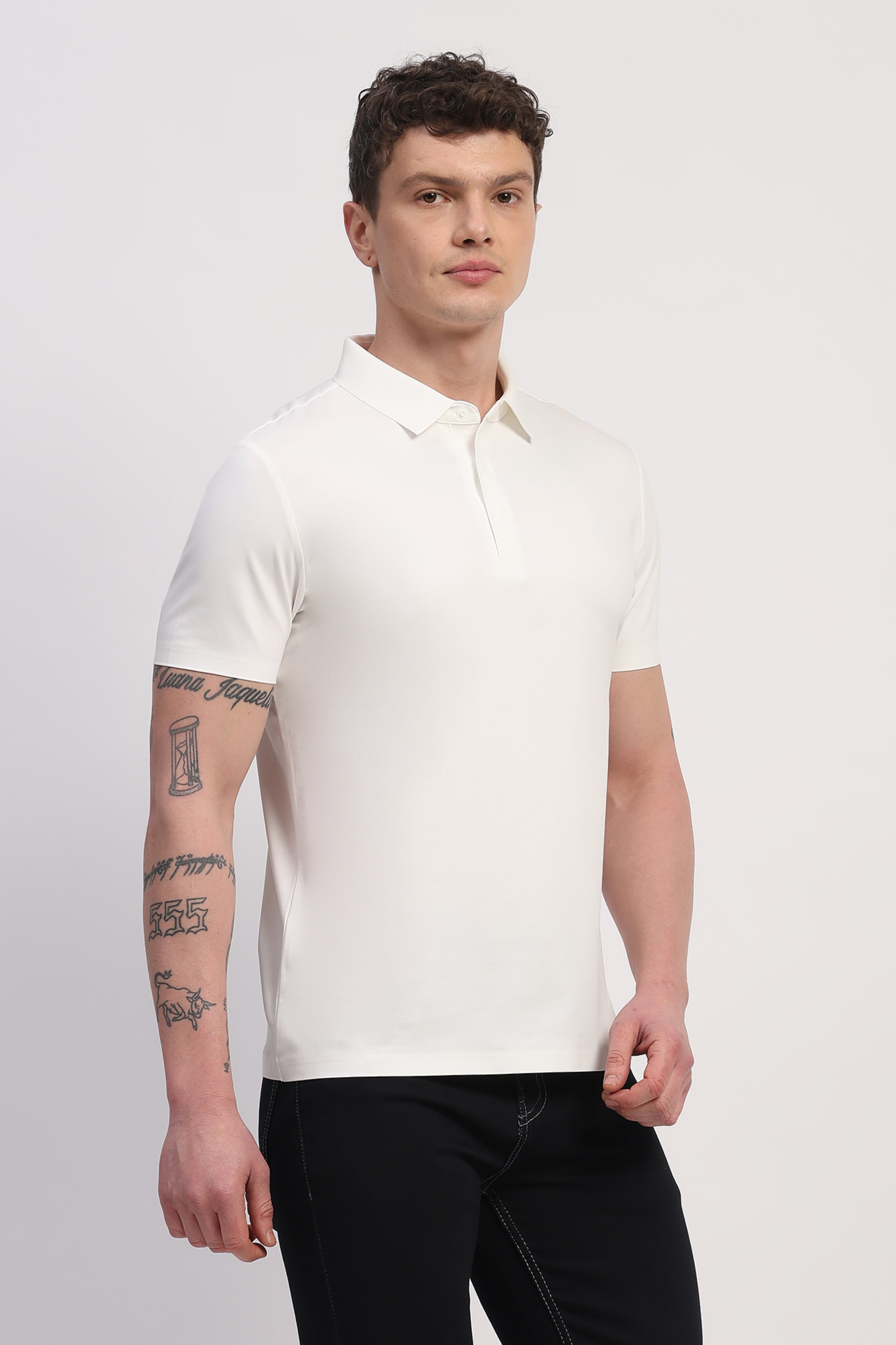 White Premium Cotton Spandex Solid T-Shirt