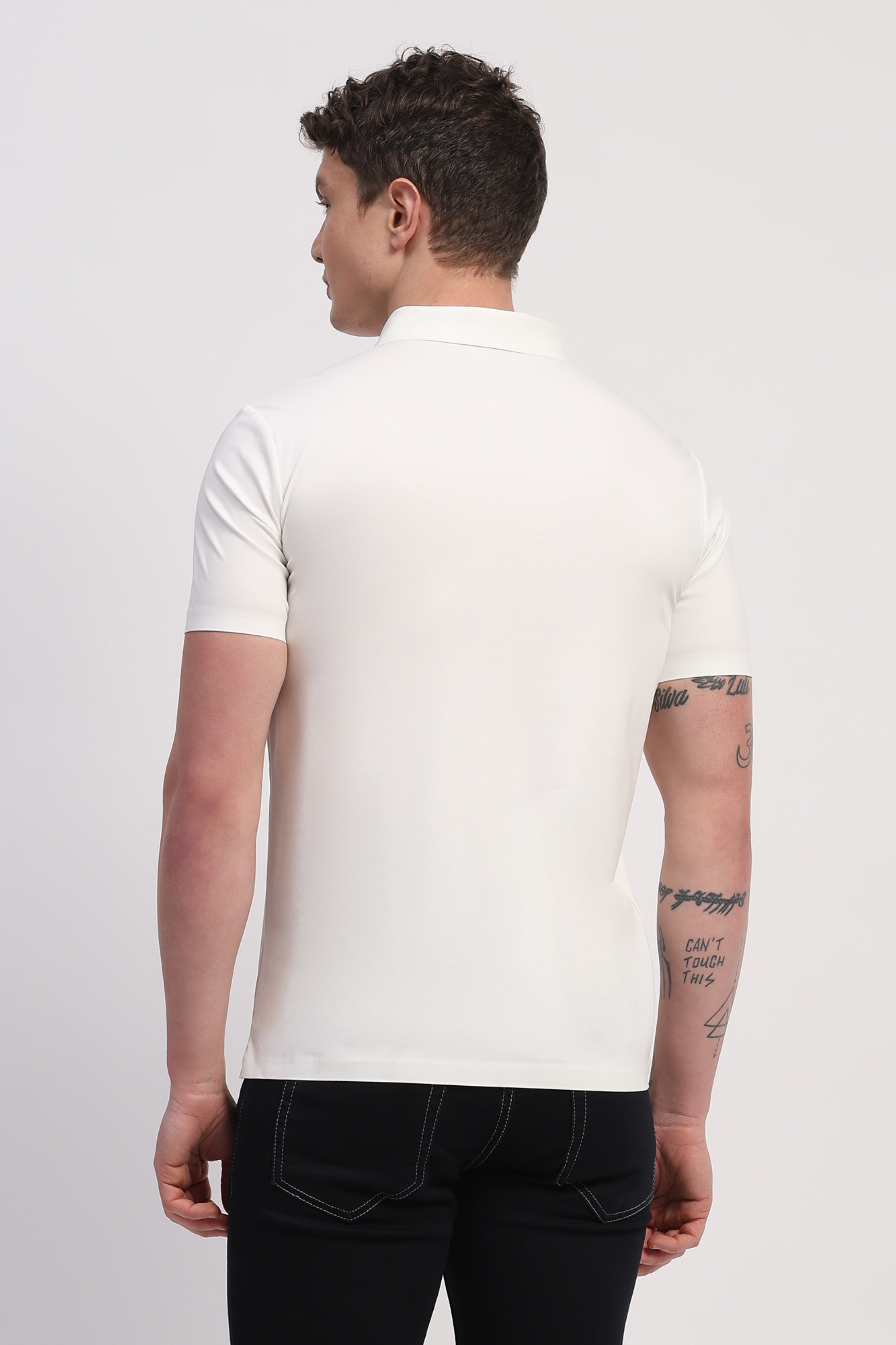 White Premium Cotton Spandex Solid T-Shirt