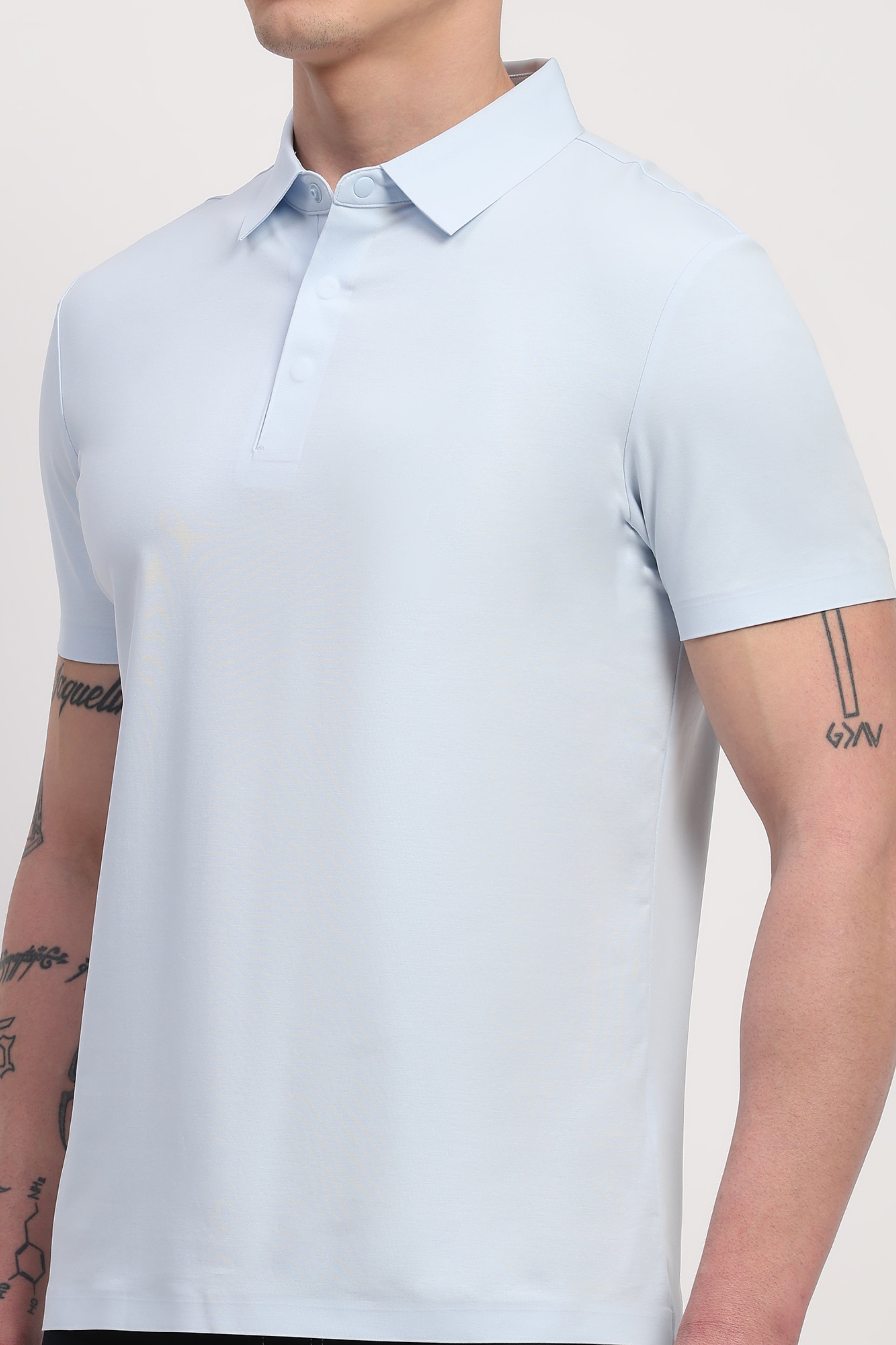 Sky Blue Premium Cotton Spandex Solid T-Shirt