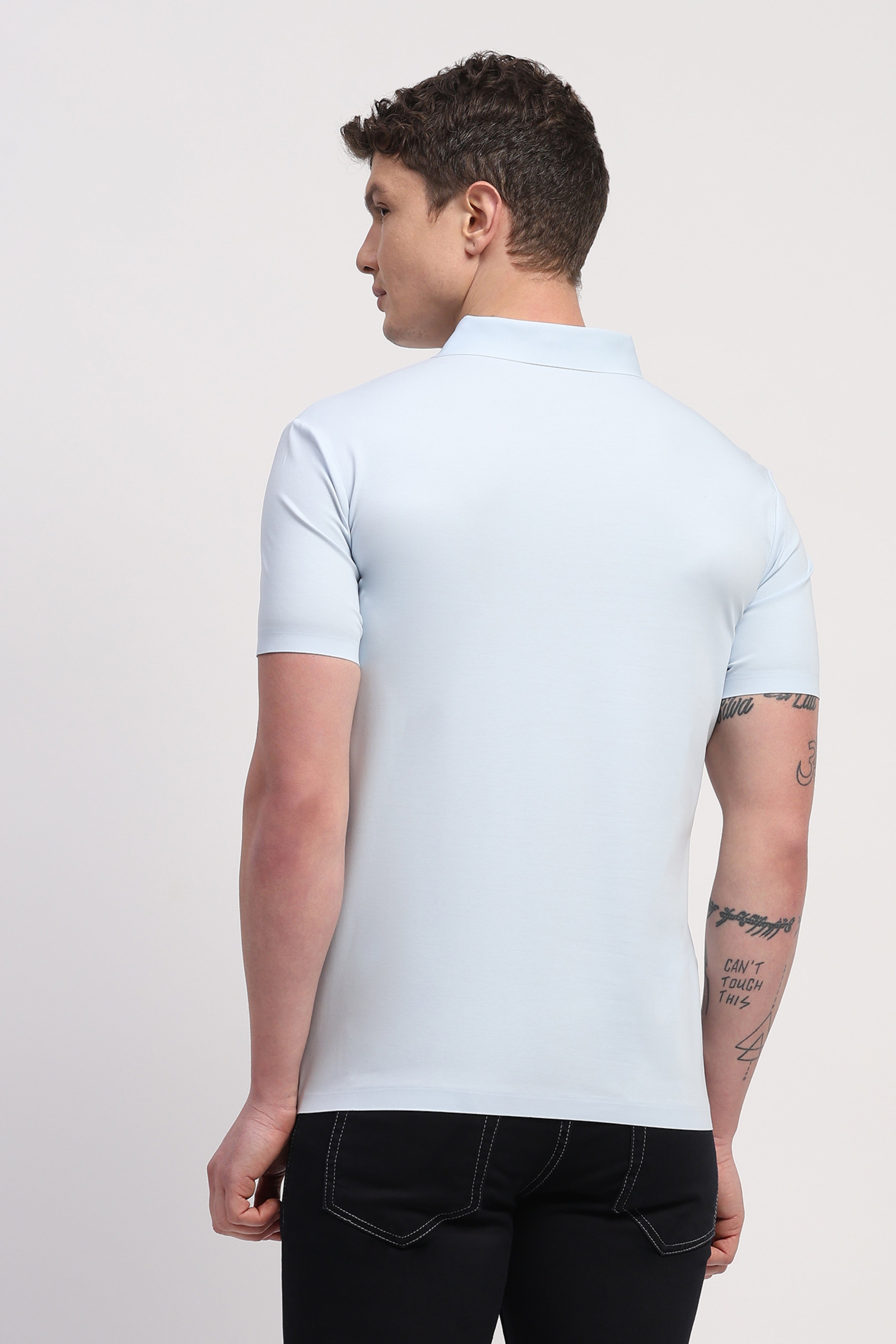 Sky Blue Premium Cotton Spandex Solid T-Shirt
