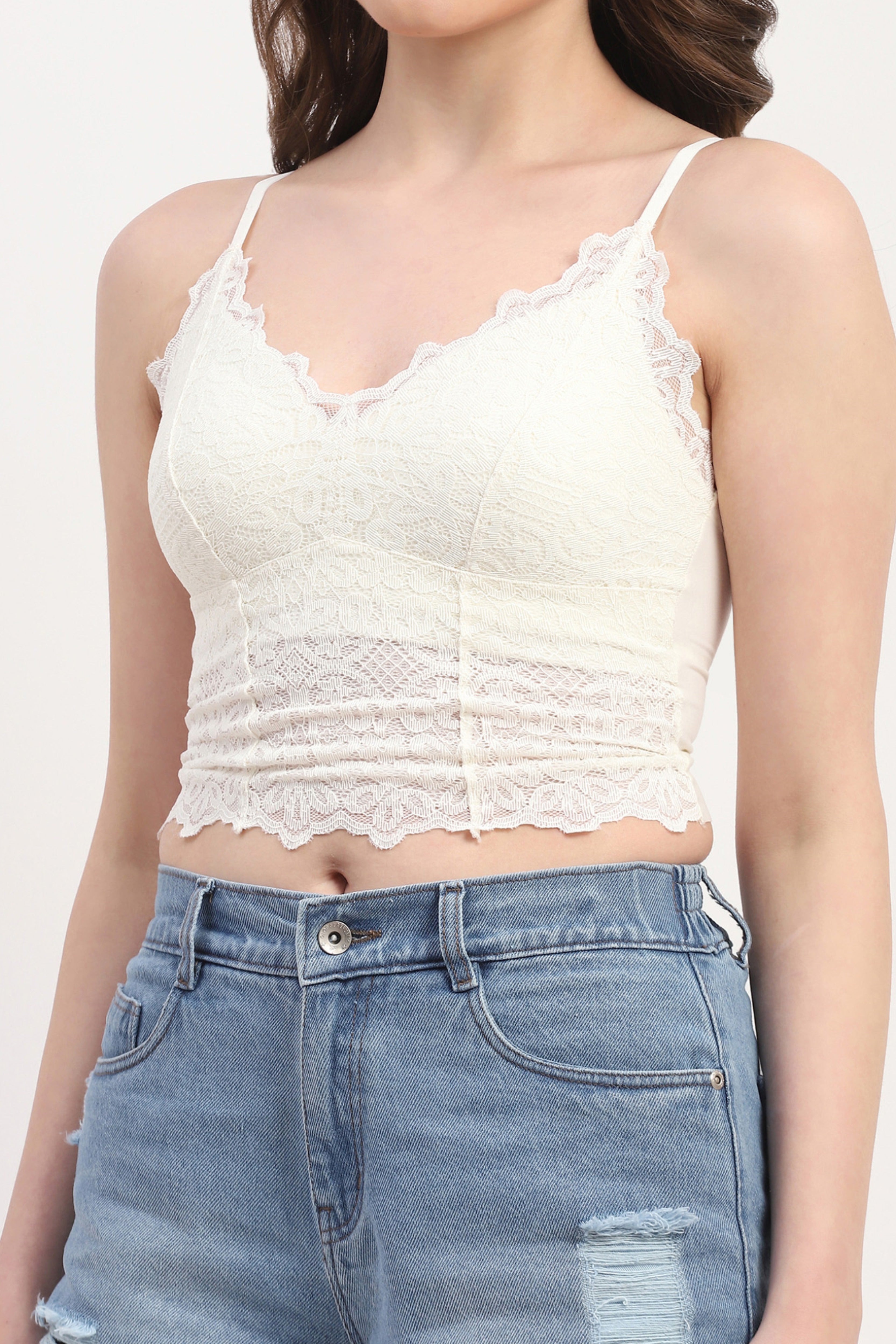 Off-White Nylon Spandex Solid Bralette