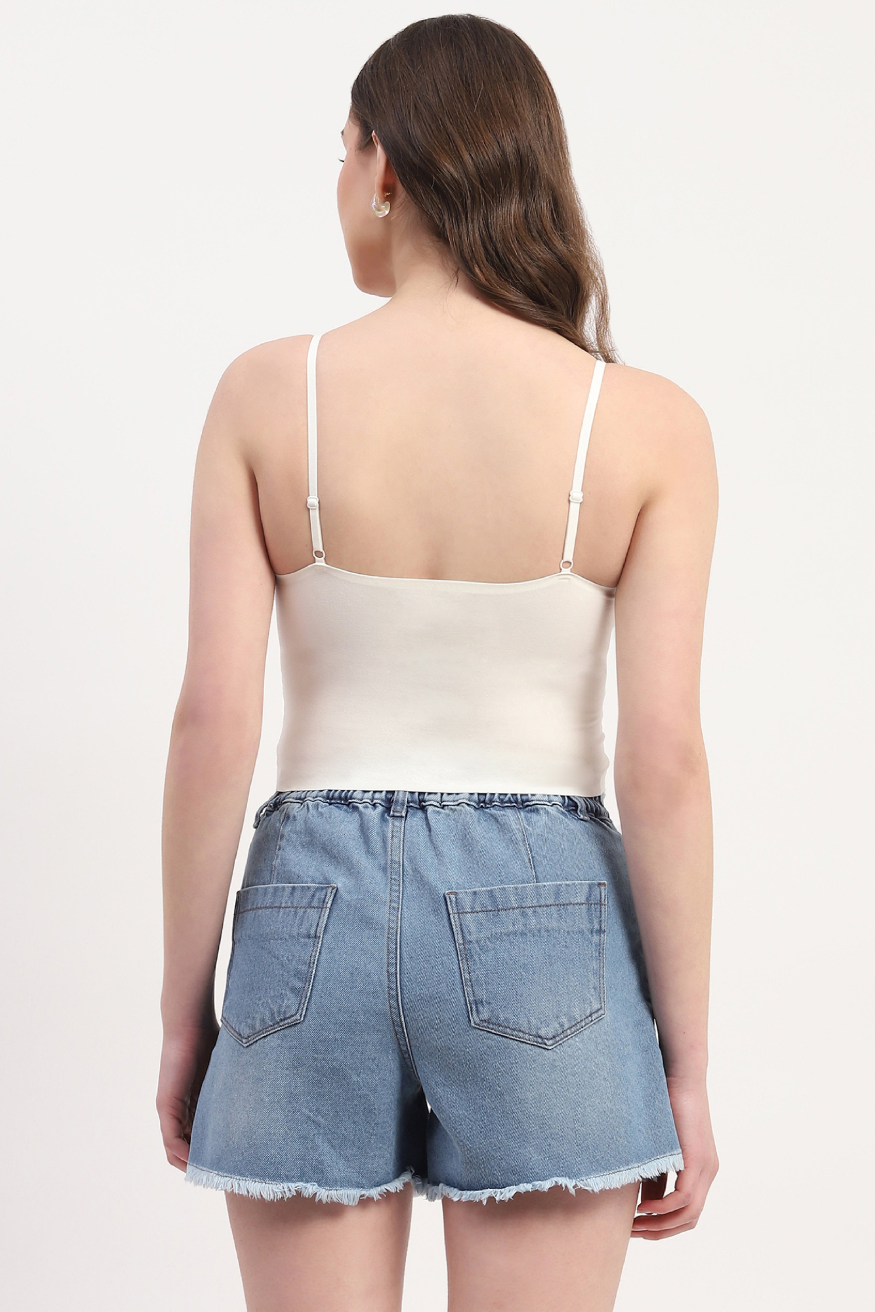 Off-White Nylon Spandex Solid Bralette