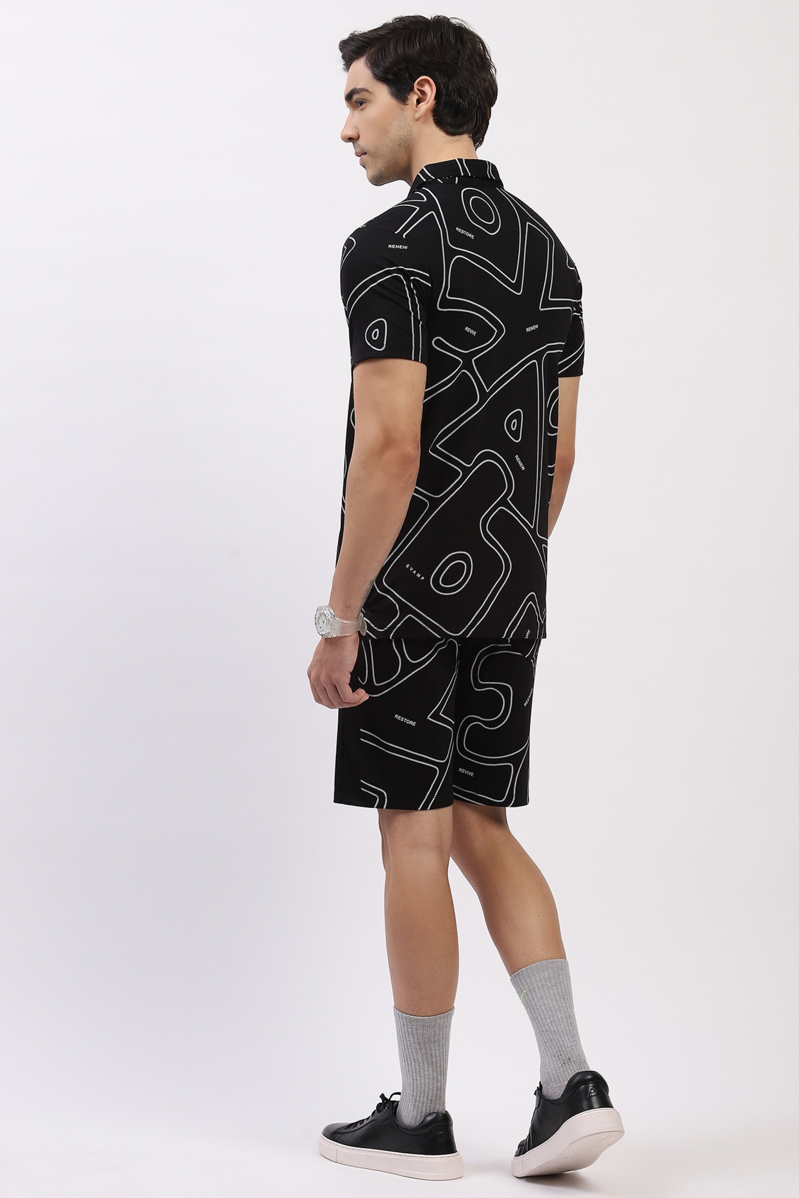 Black Abstract Print “Renew” Co-Ord Set