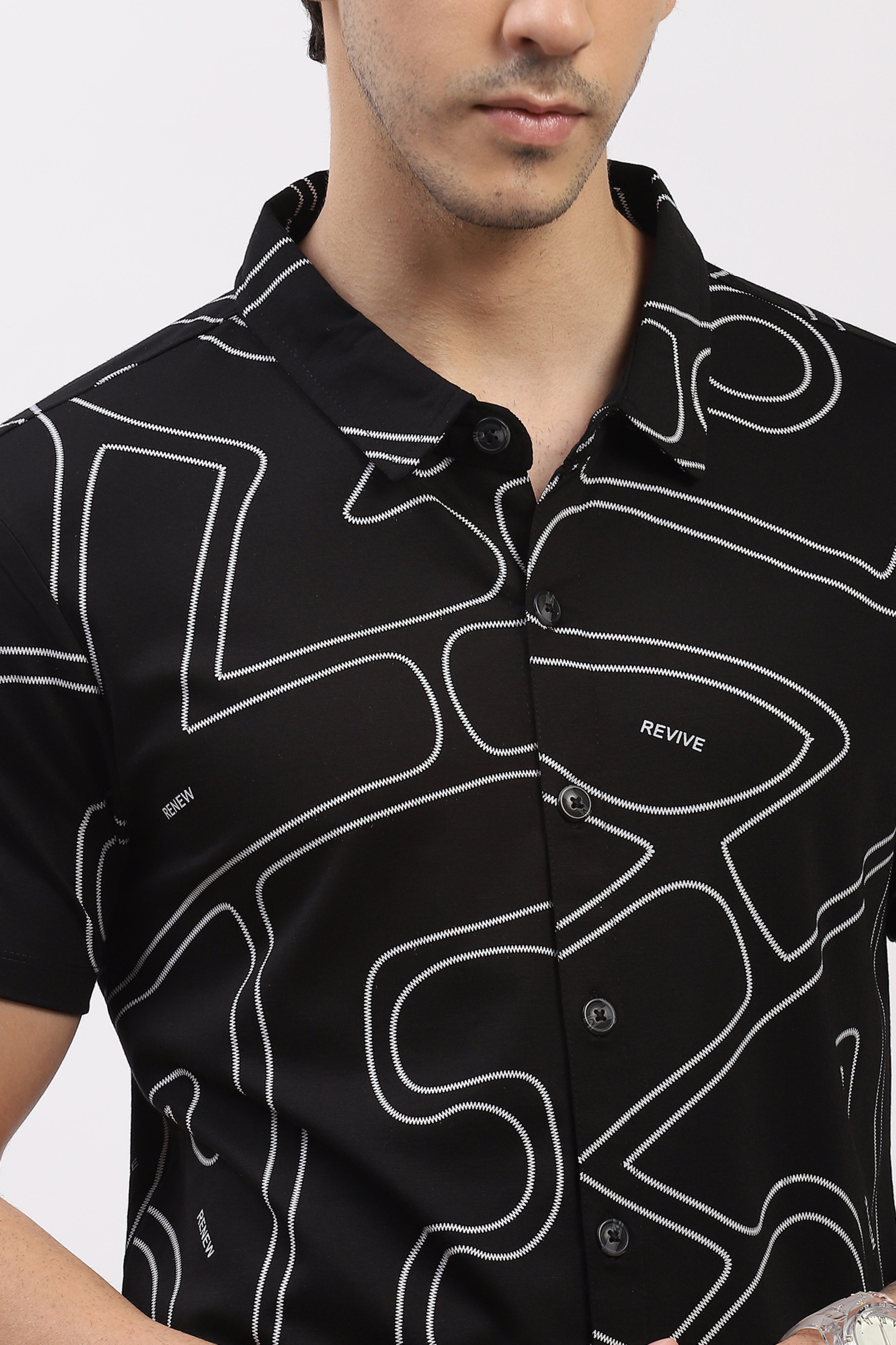 Black Abstract Print “Renew” Co-Ord Set