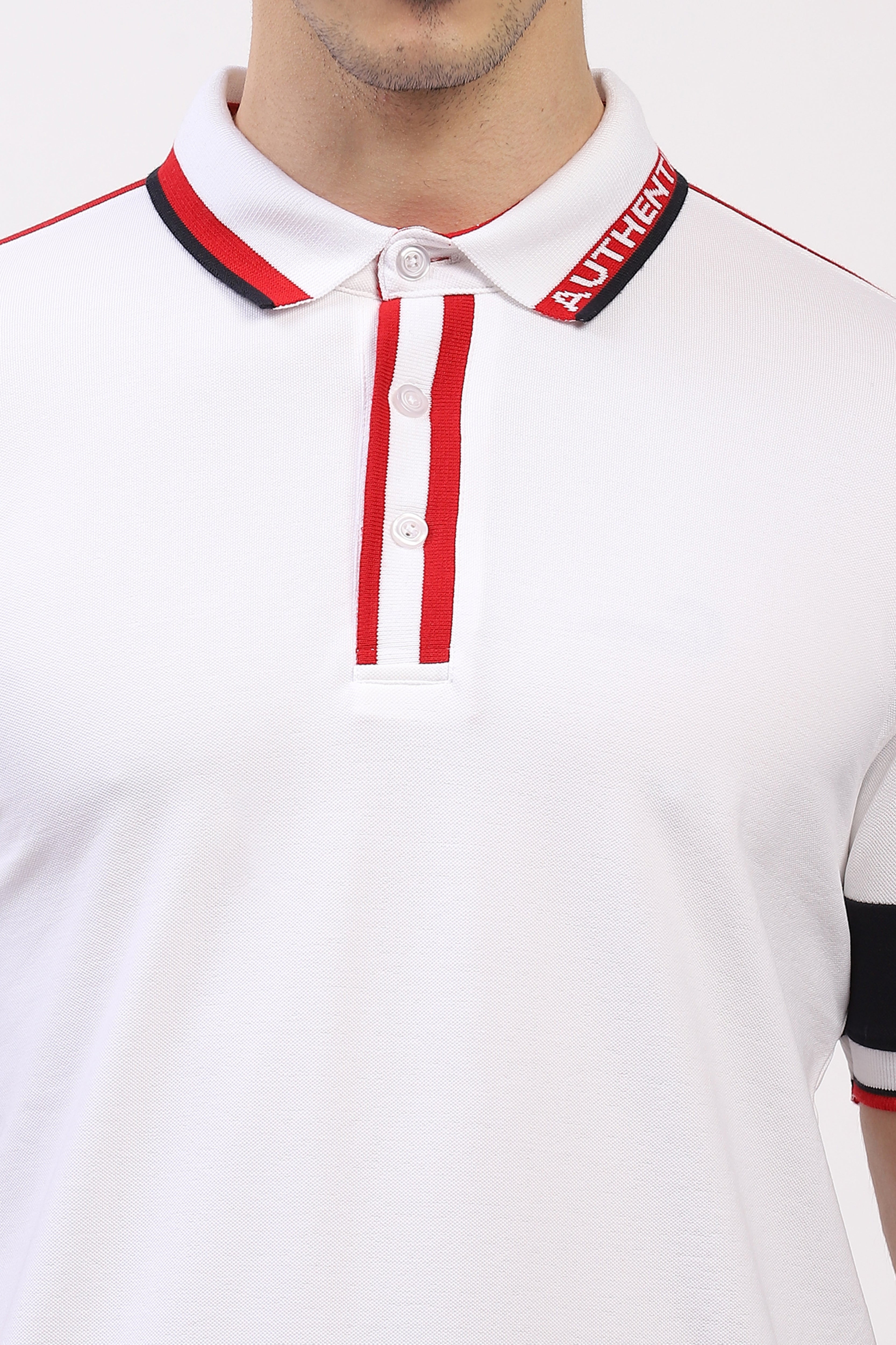 White Colorblock Polo T-Shirt