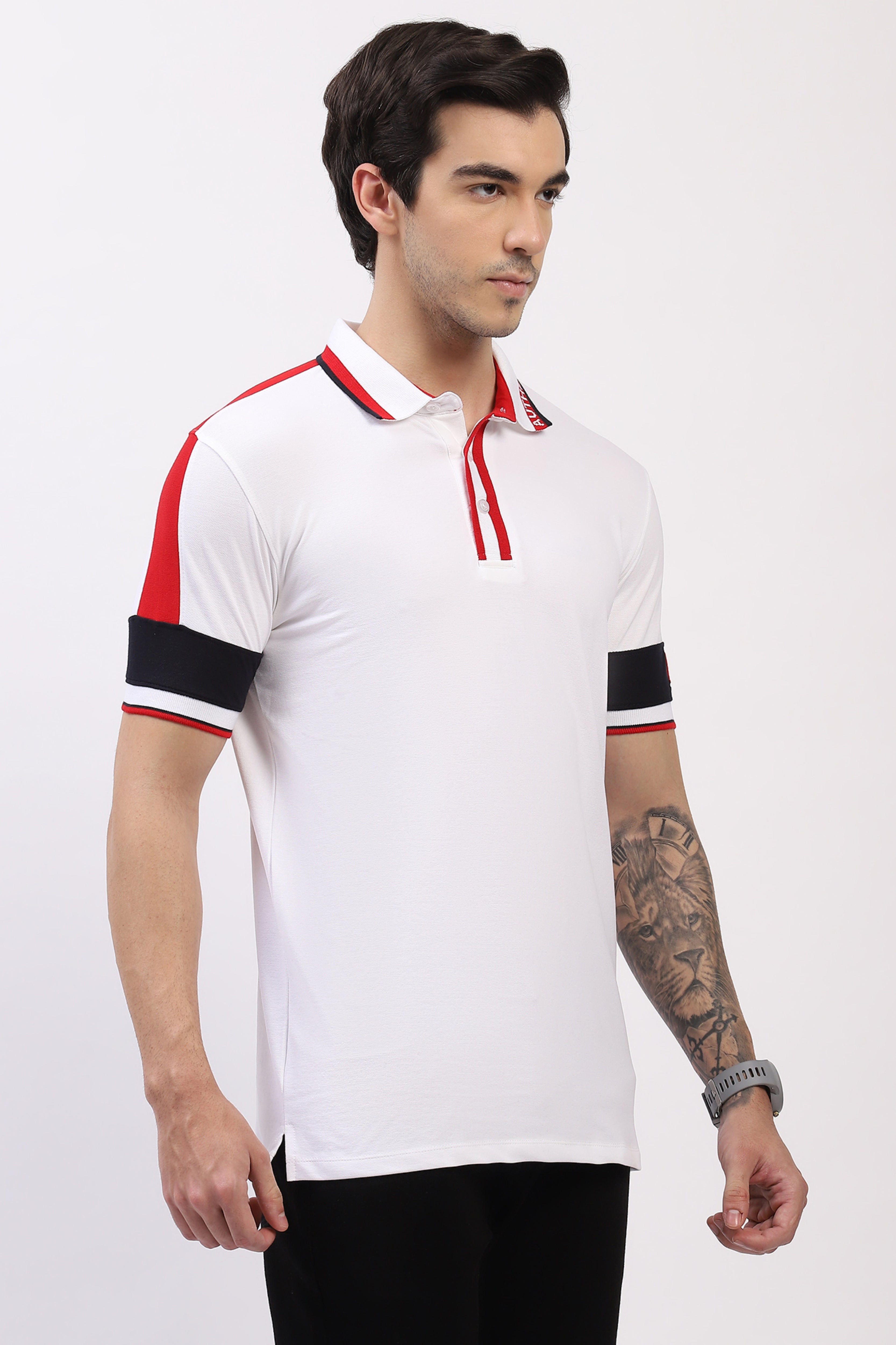 White Colorblock Polo T-Shirt