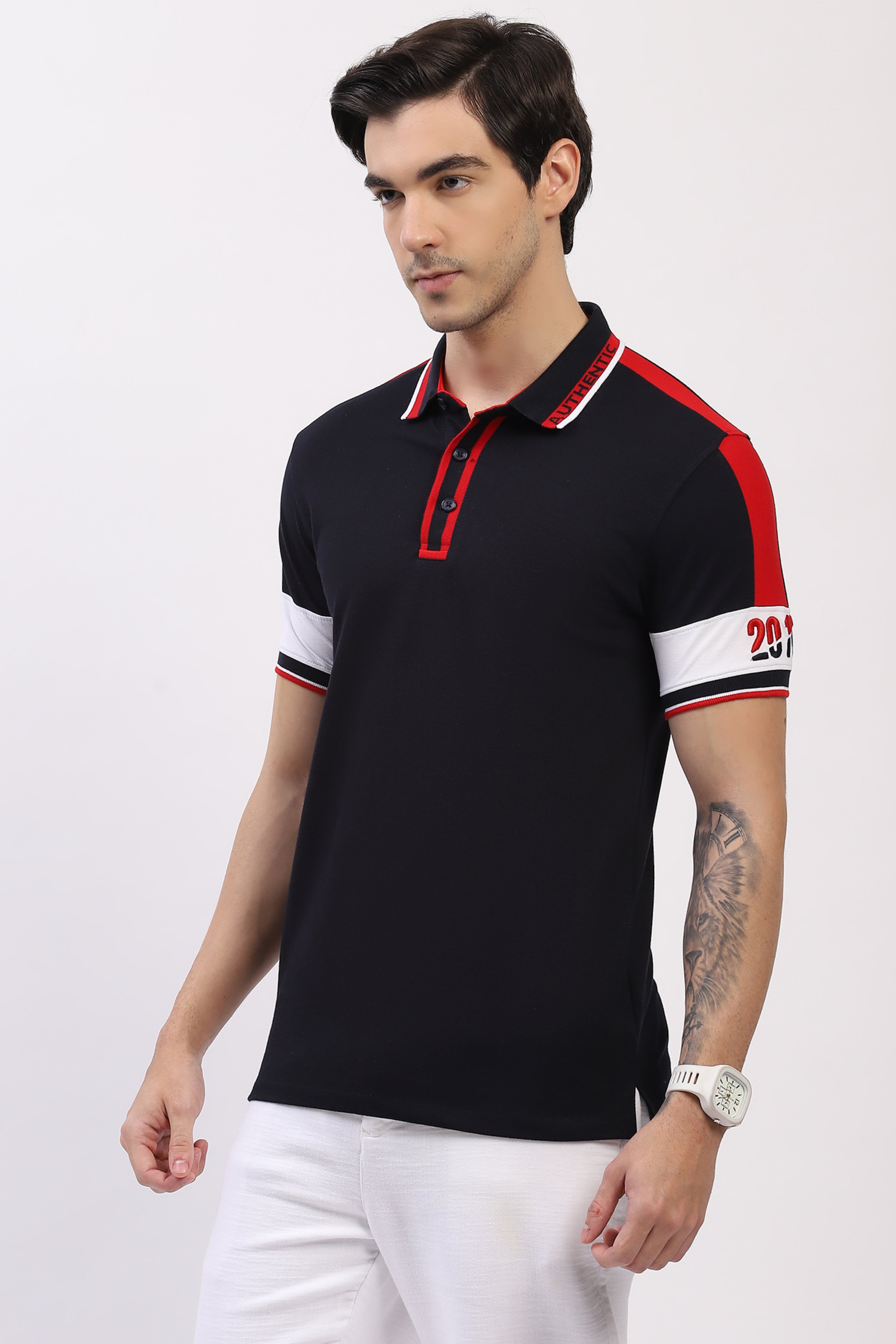 Navy Colorblock Polo T-Shirt