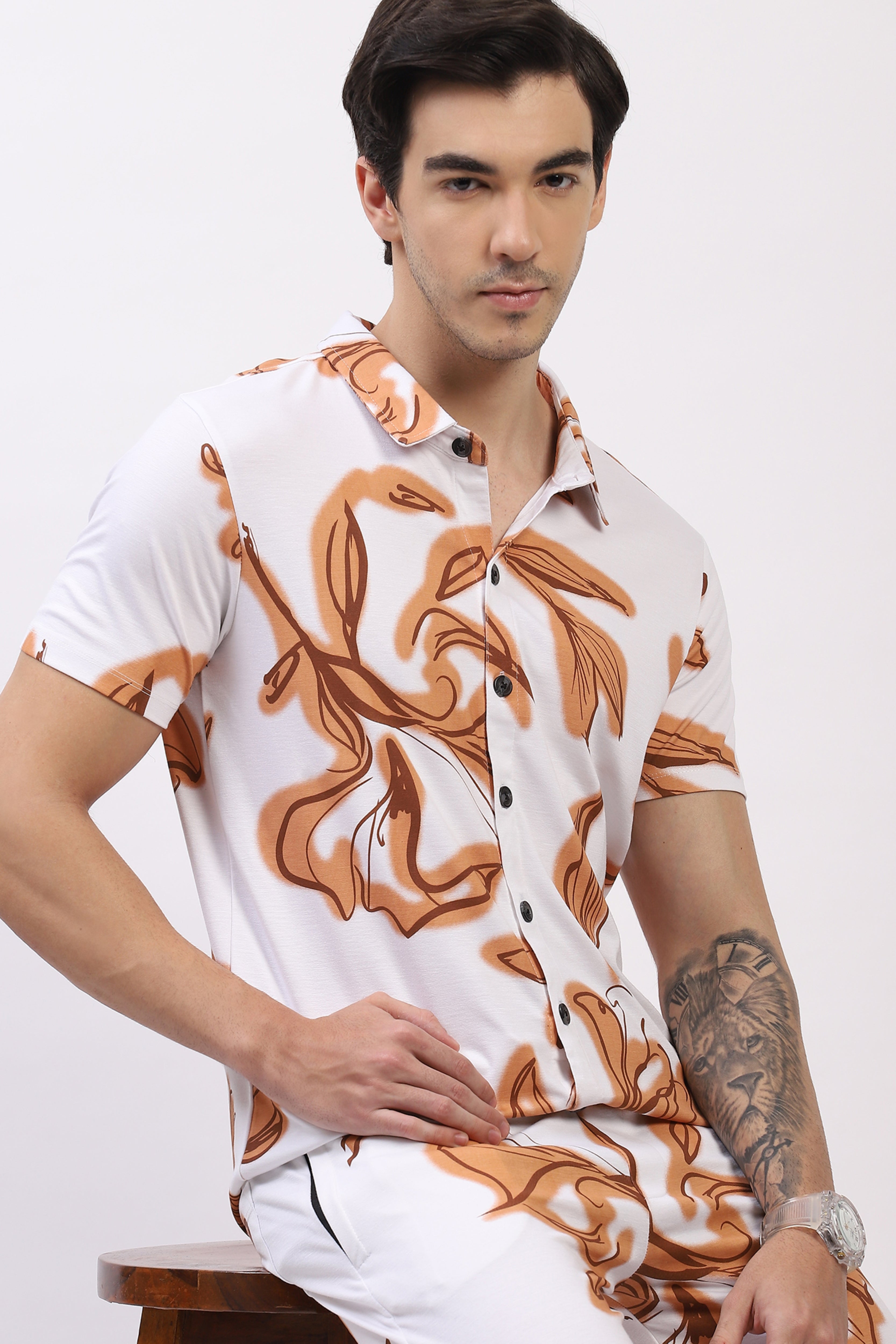 Brown Abstract Print Co-ord Set