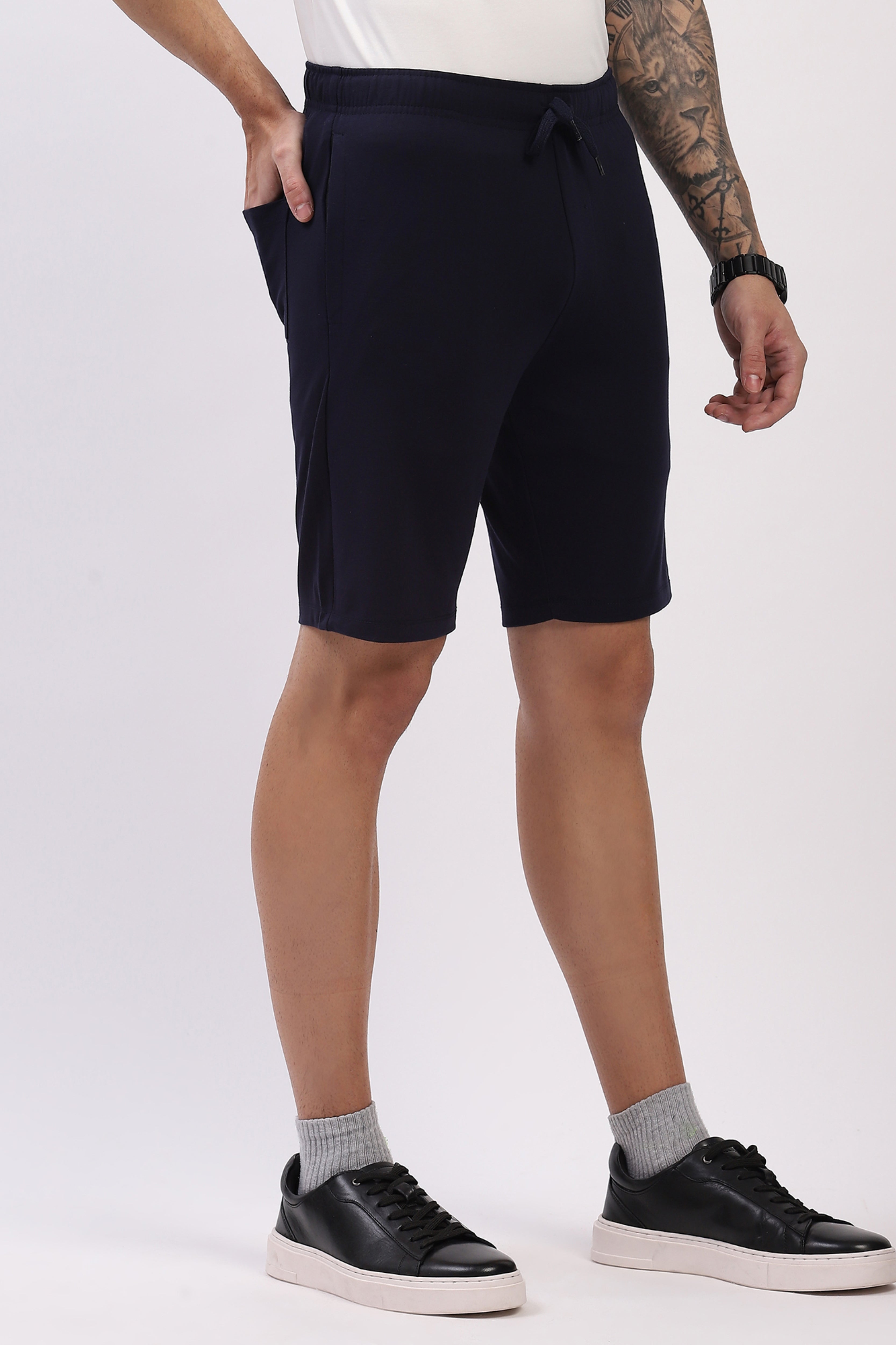 Navy Blue Comfort Stretch Casual Shorts