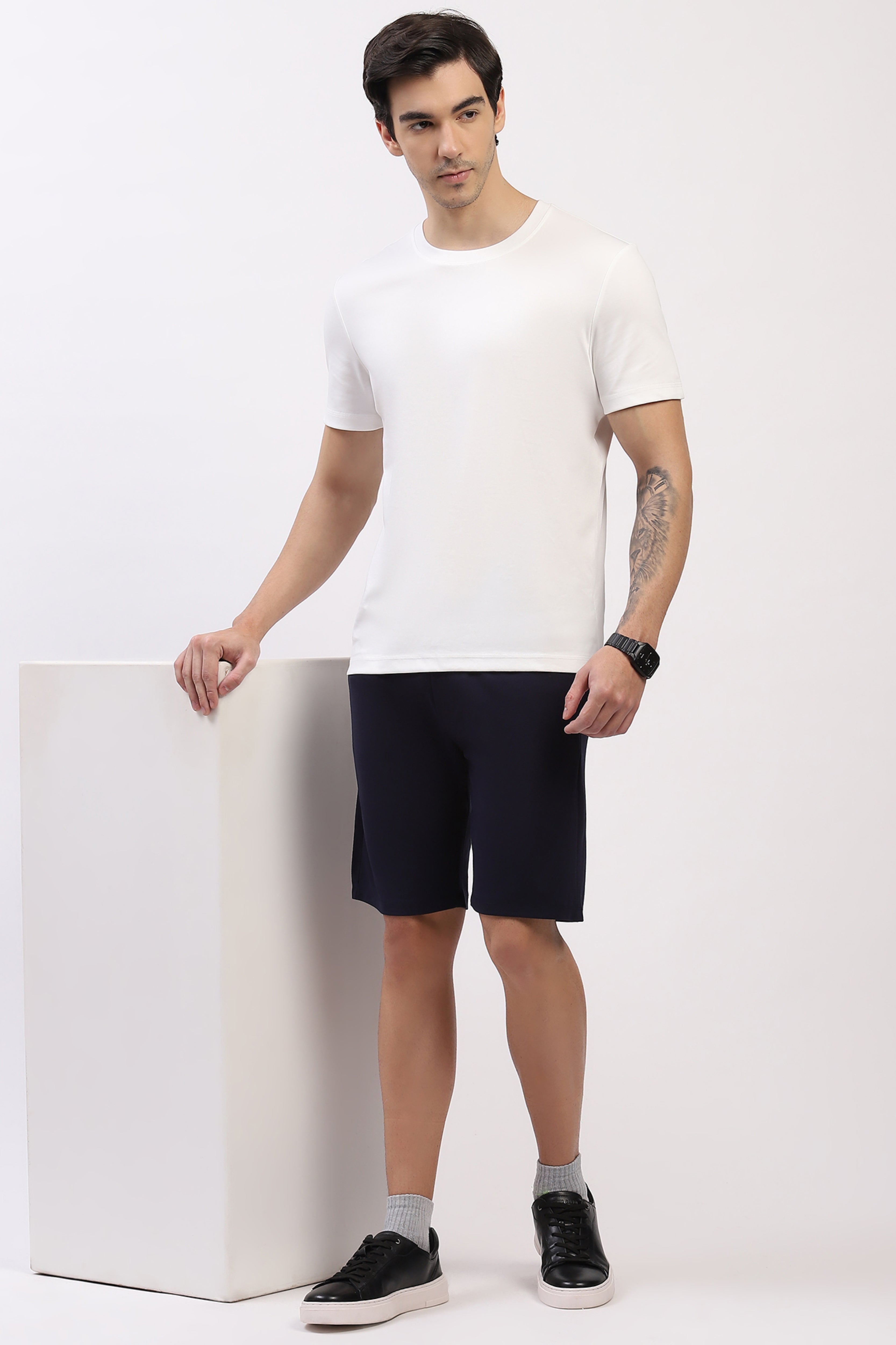 Navy Blue Comfort Stretch Casual Shorts