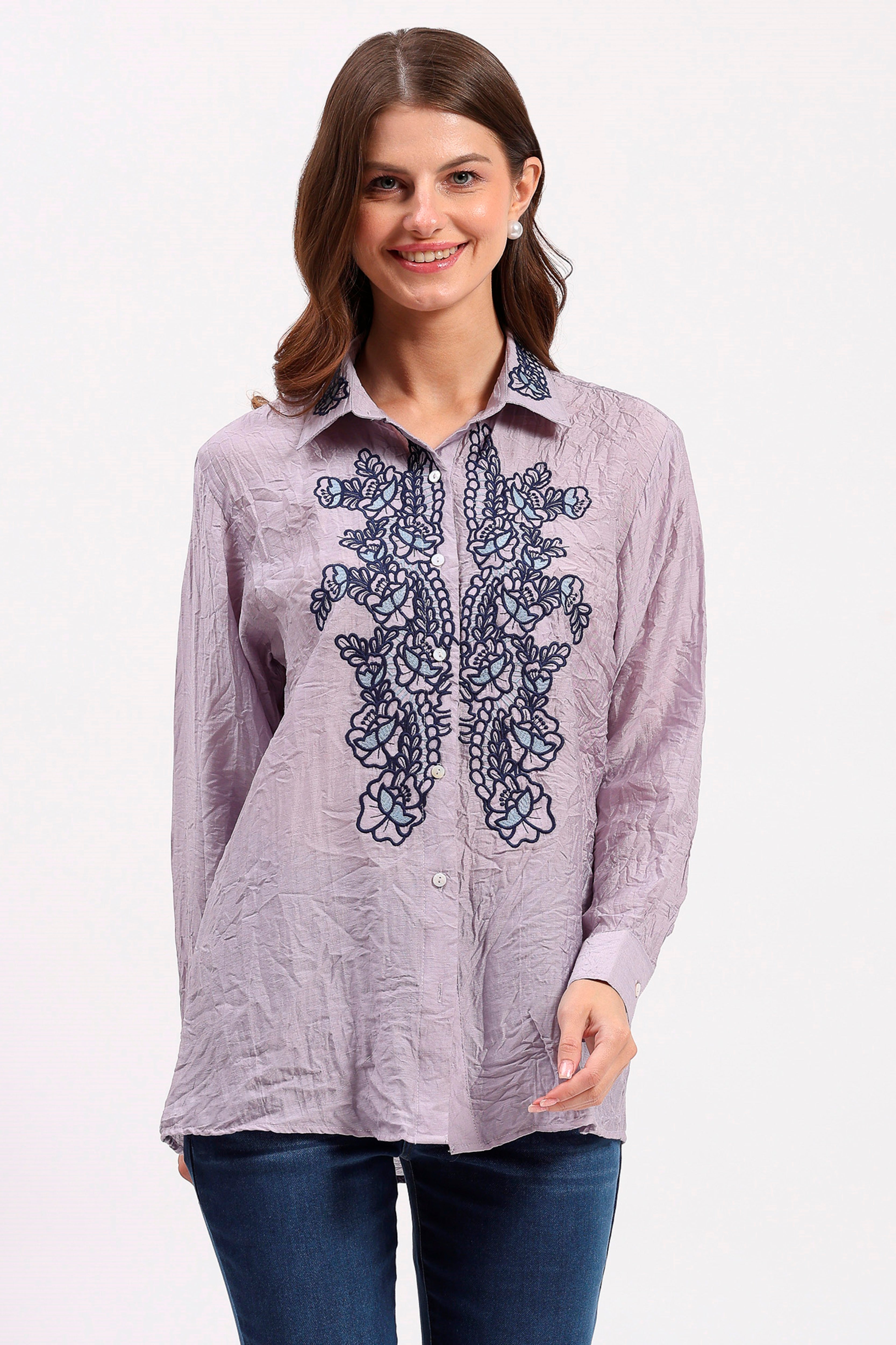 Lilac Embroidered Shirt