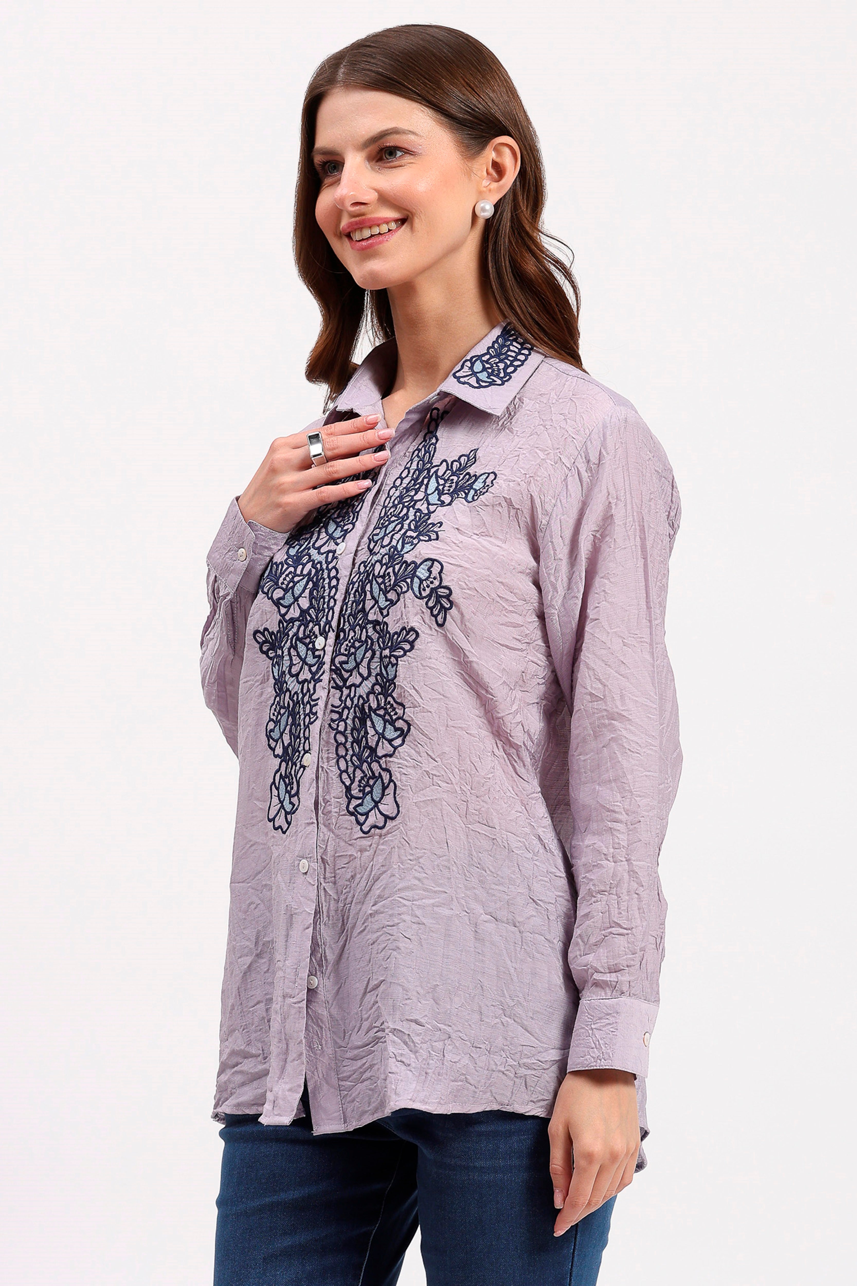 Lilac Embroidered Shirt