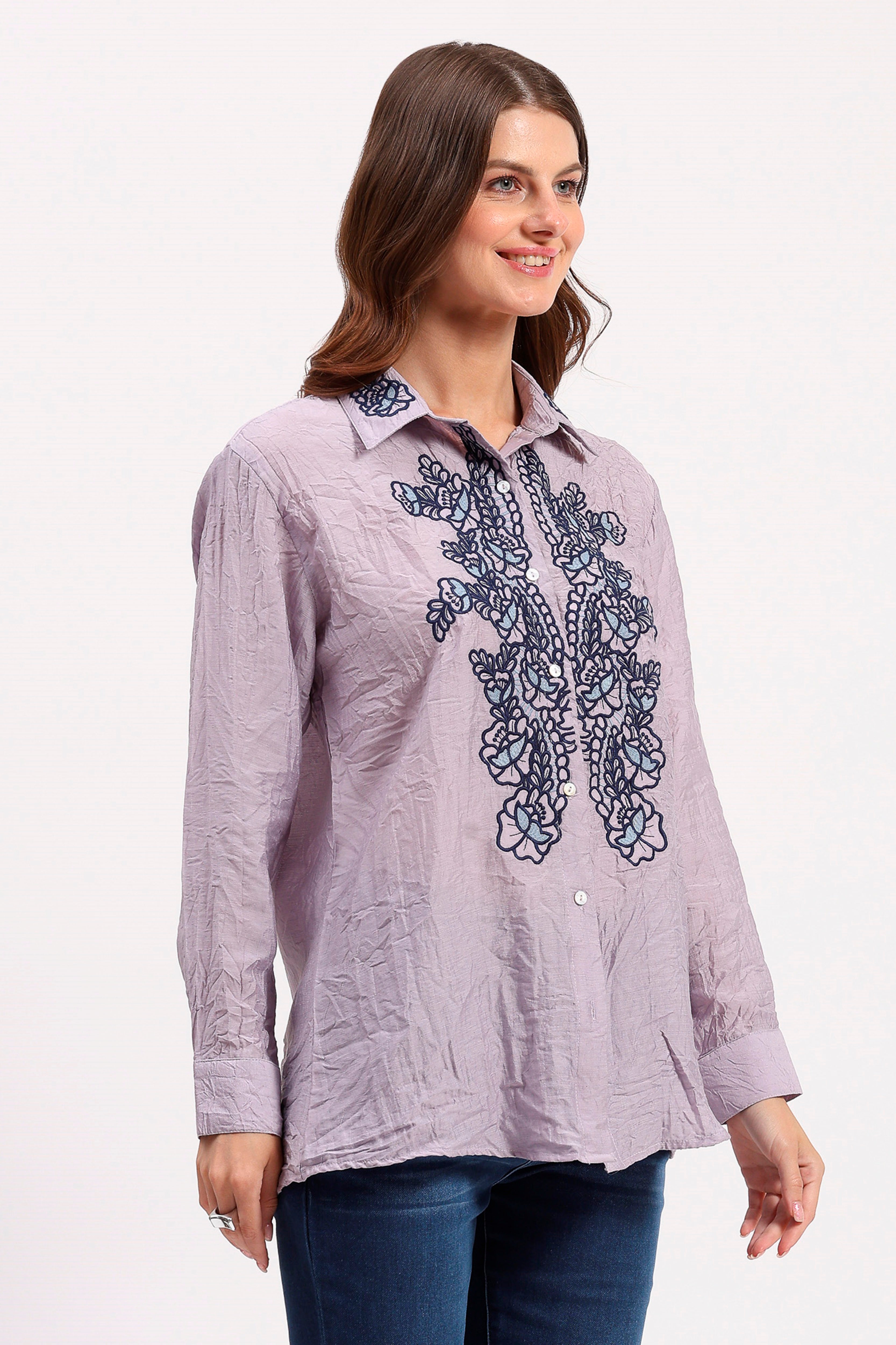 Lilac Embroidered Shirt