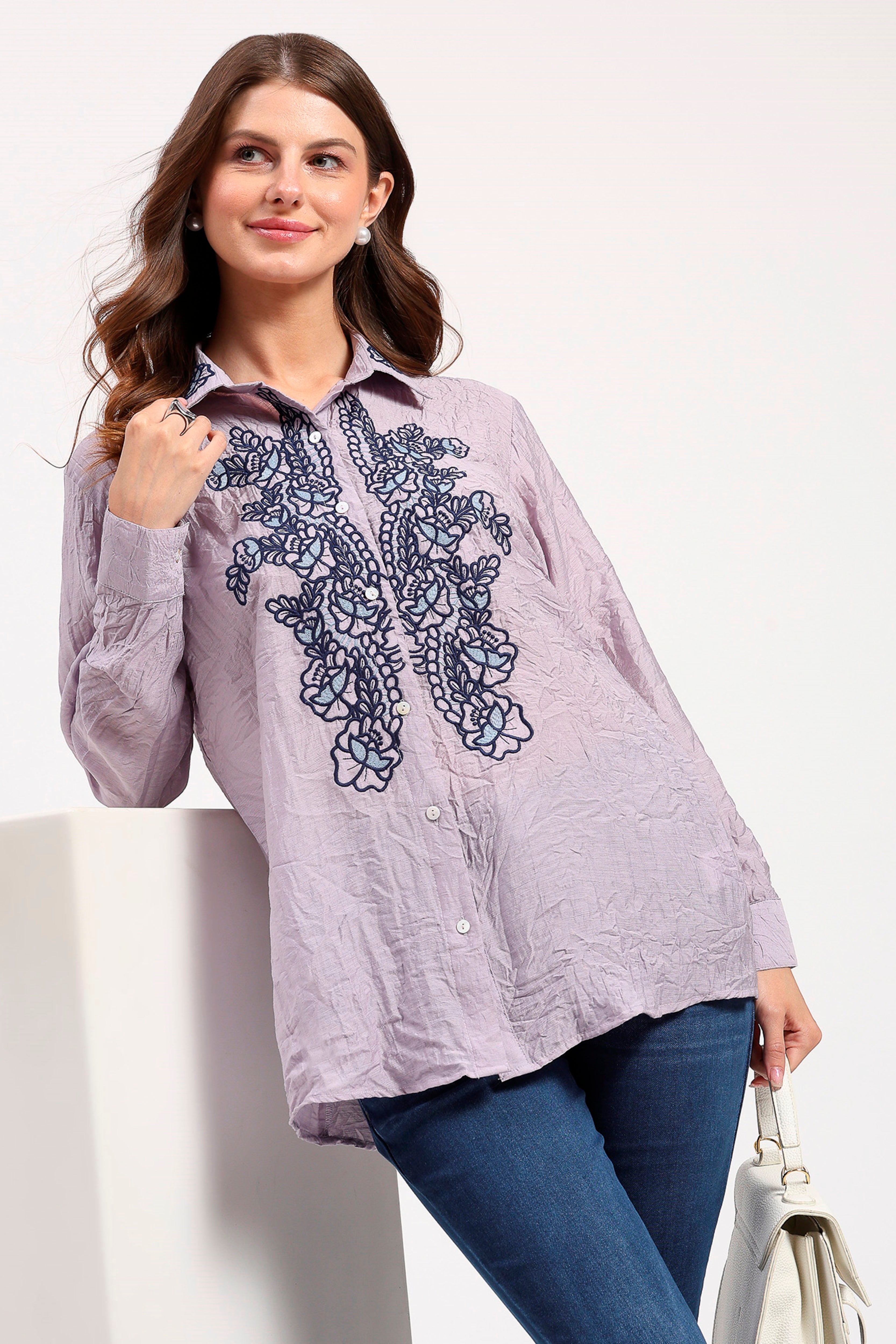 Lilac Embroidered Shirt