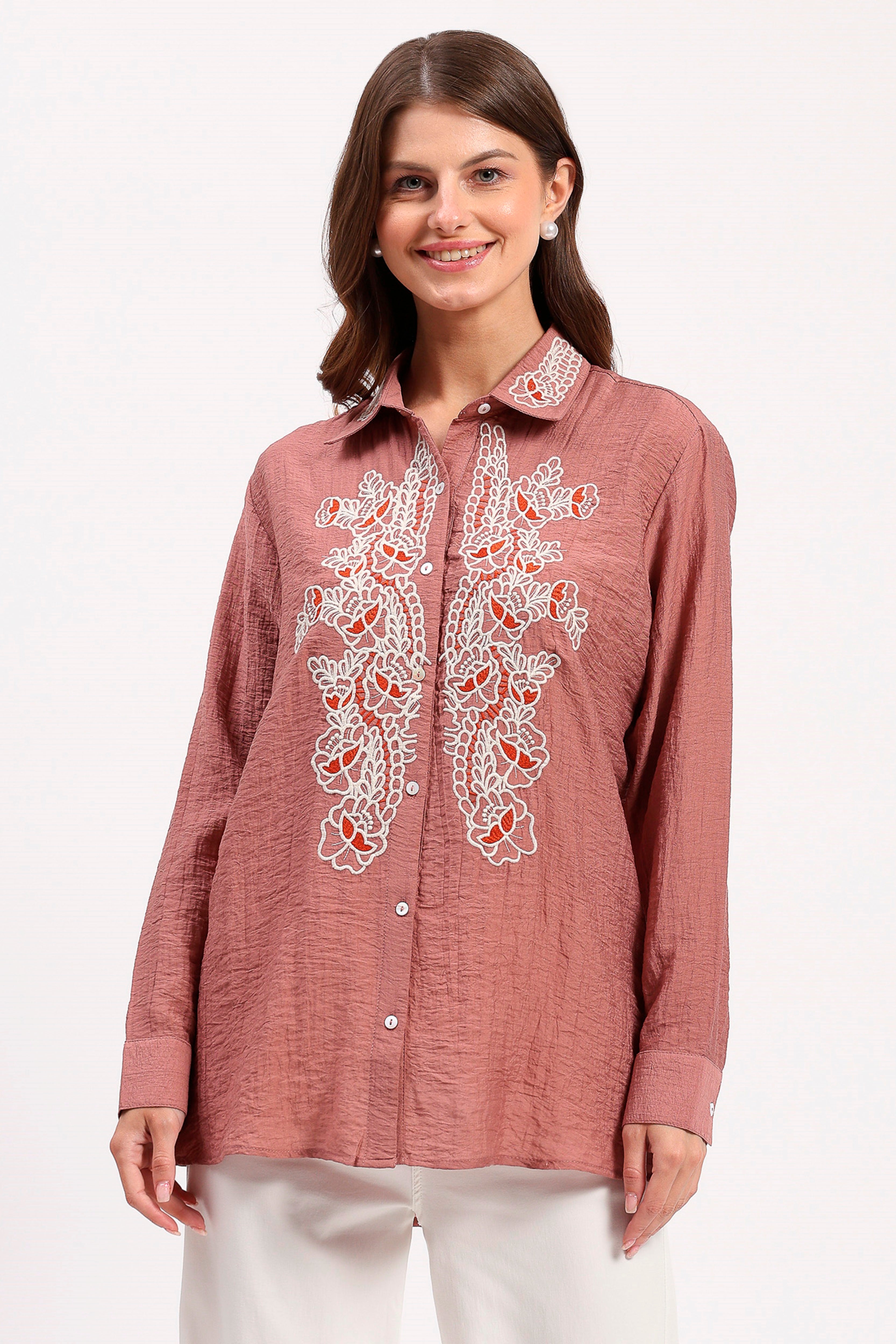 Pink Embroidered Shirt
